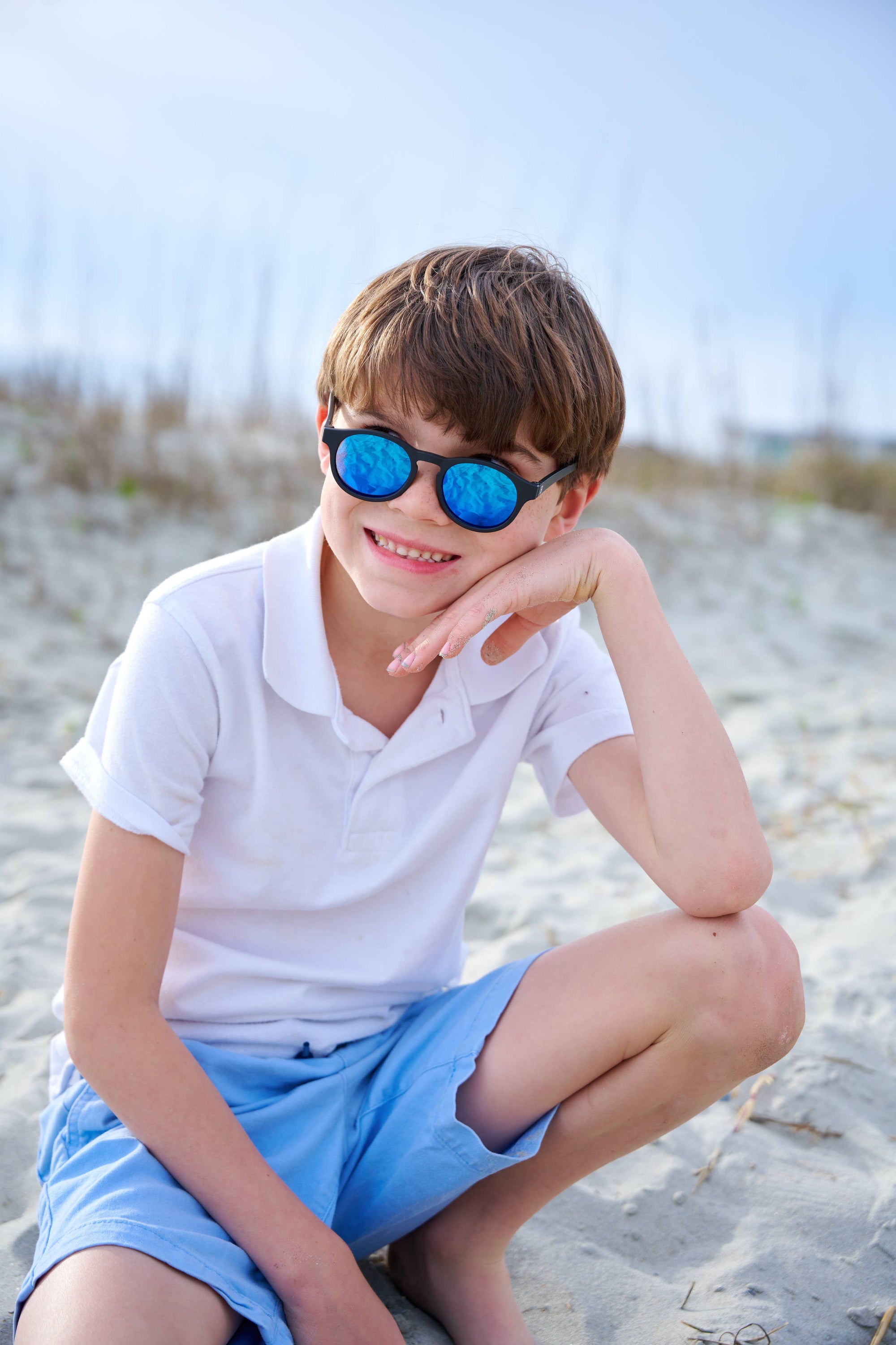 Baby & Kids Polarized Sunglasses - Jet Black w/ Cobalt Blue Lens