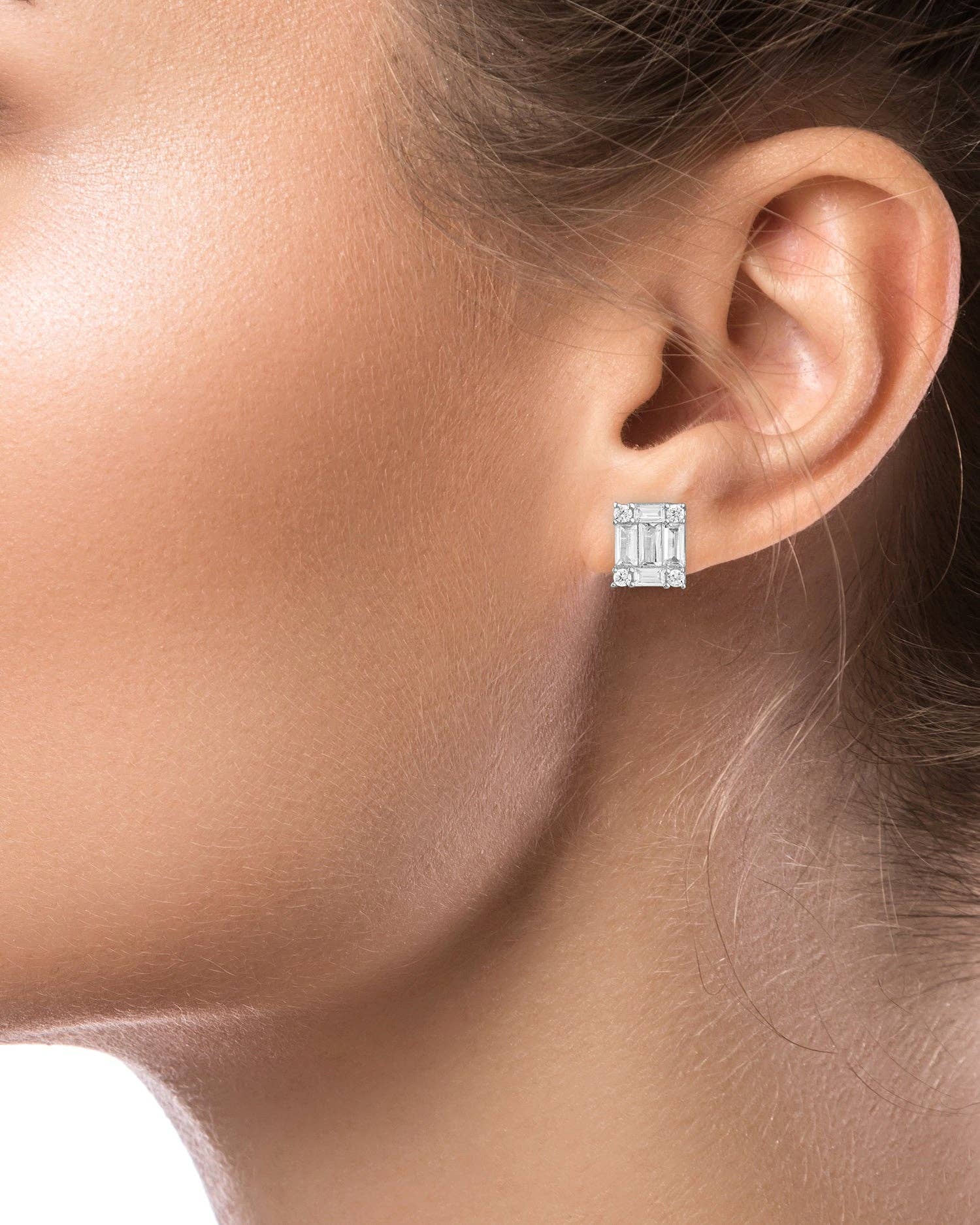 Baguette CZ Stud Earrings