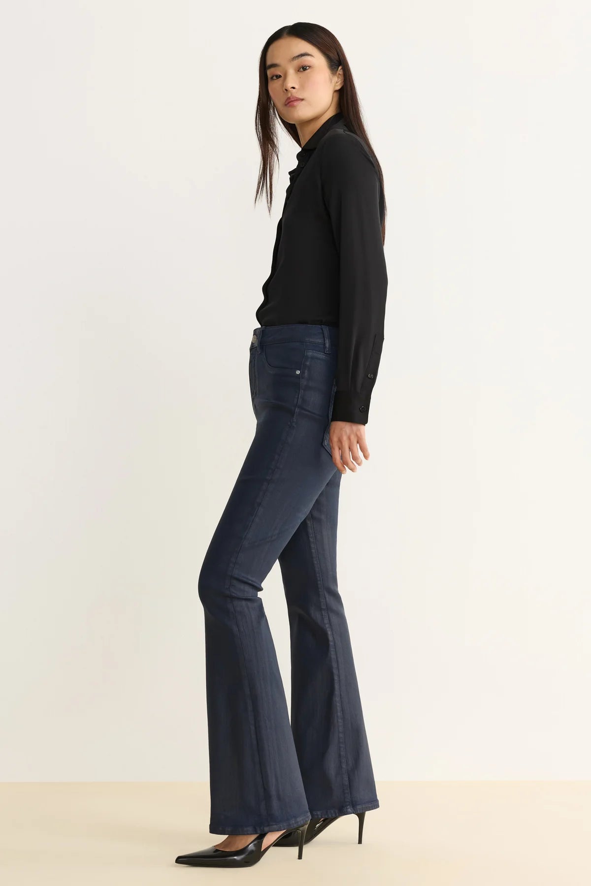 Nao Coated Bootcut in Navy