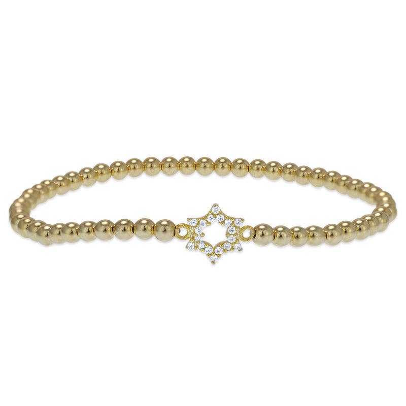 14K Gold Filled CZ Star of David Bracelet