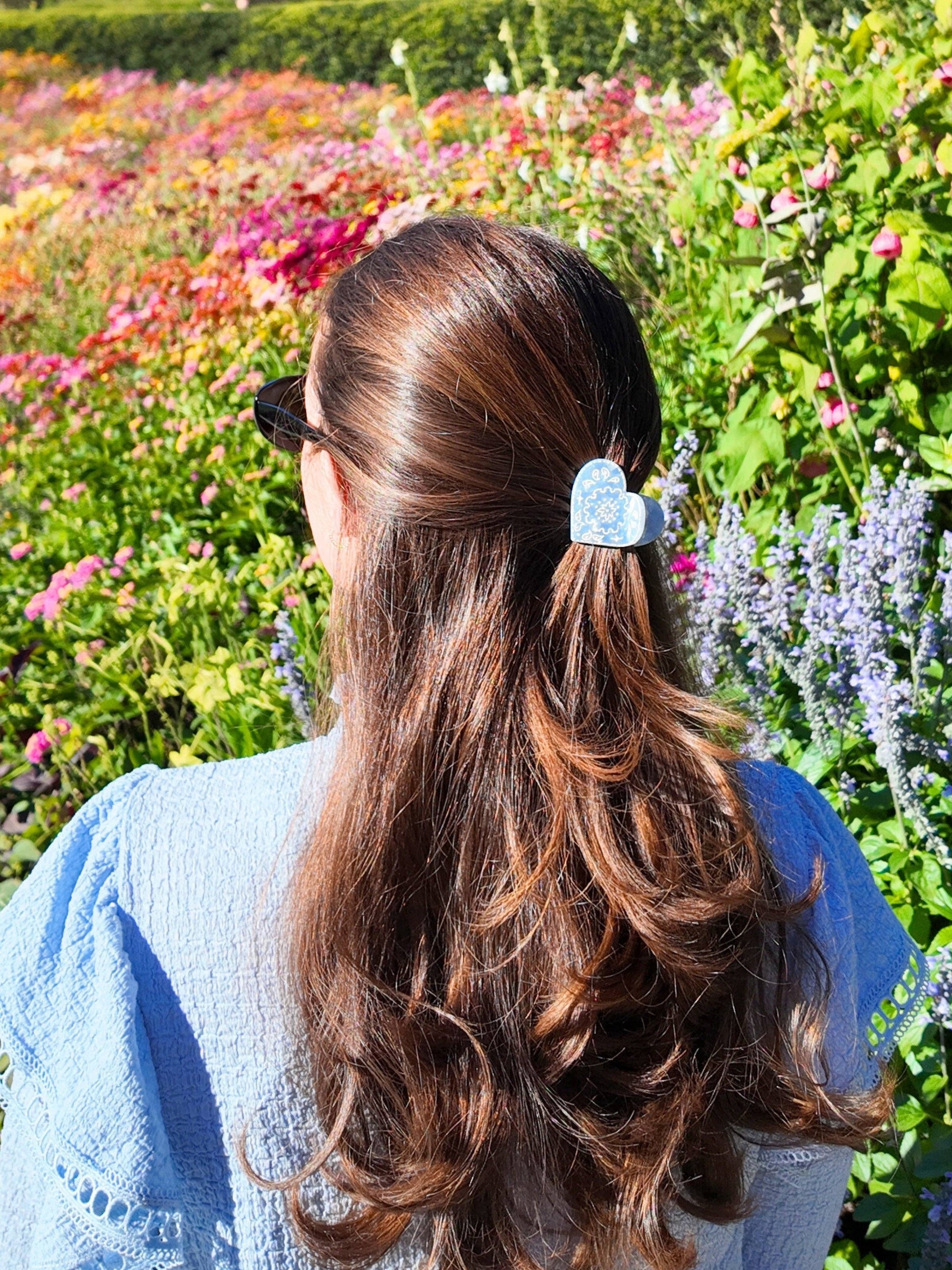 Hand-painted Mini Paisley Heart Claw Hair Clip