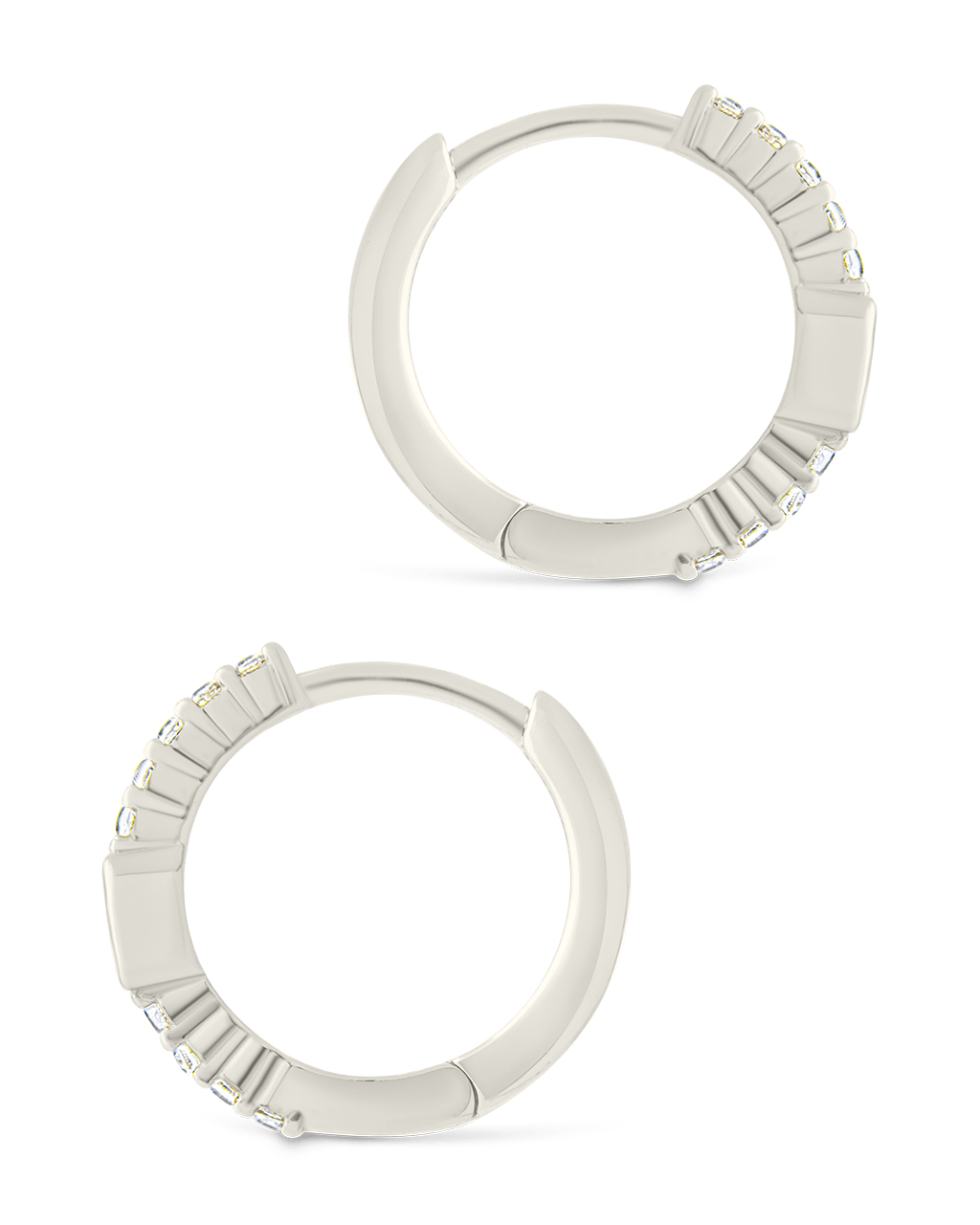 Emerald Cut Bezel Set Huggie Hoop Earrings