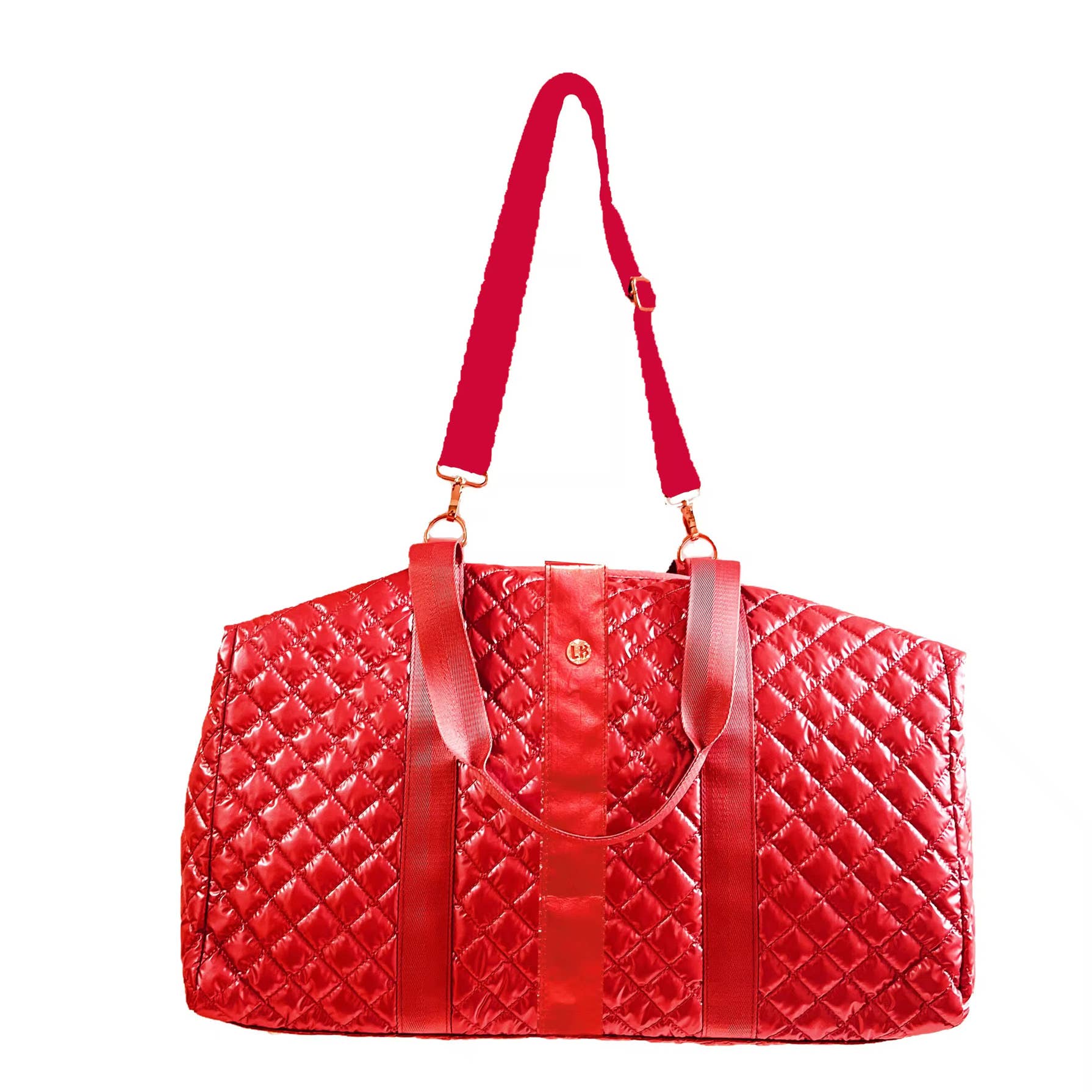 The Quilted Diamond Weekender Bag - Cherry