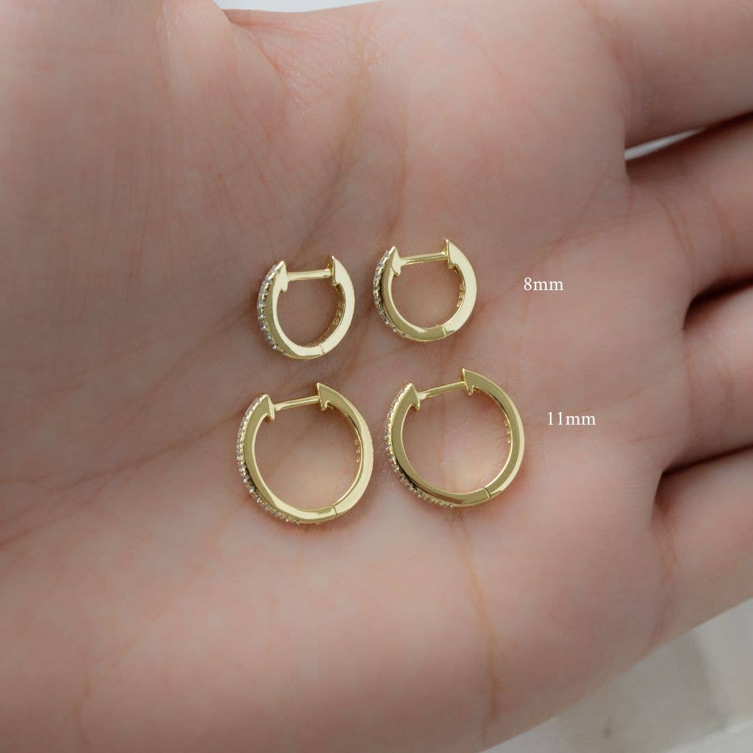Pavé Huggie Earrings (8mm)