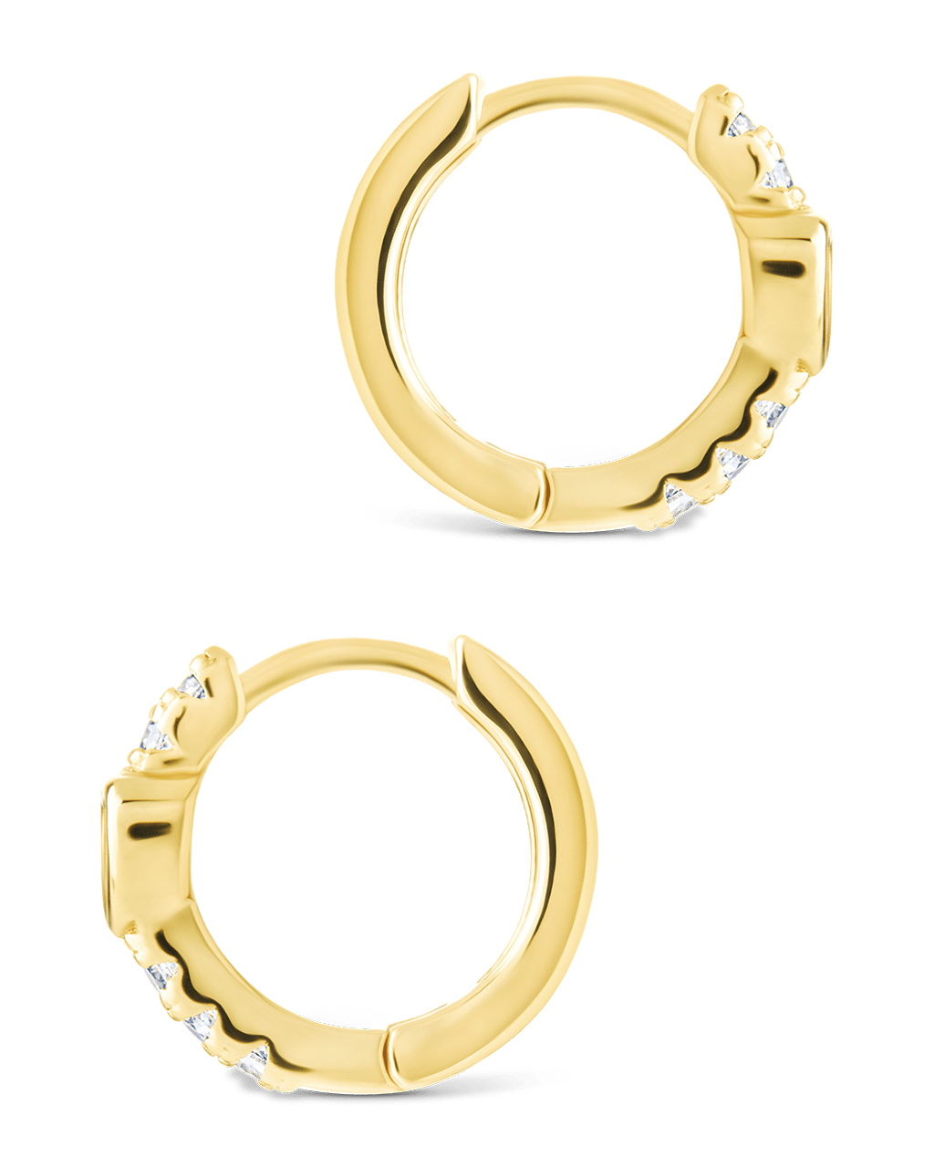 Heart Cut Bezel Set Huggie Hoop Earrings