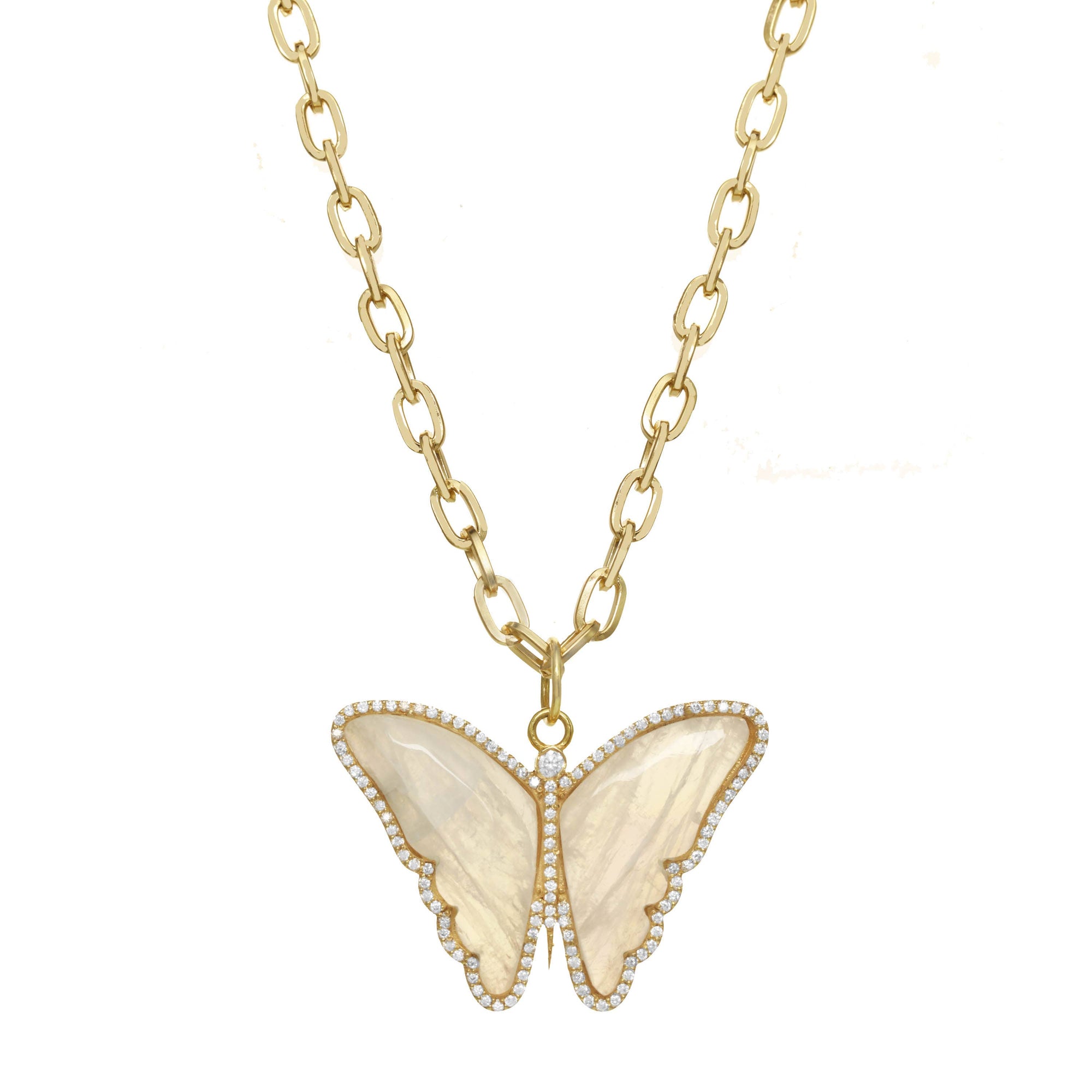 Labradorite Butterfly Pendant Necklace