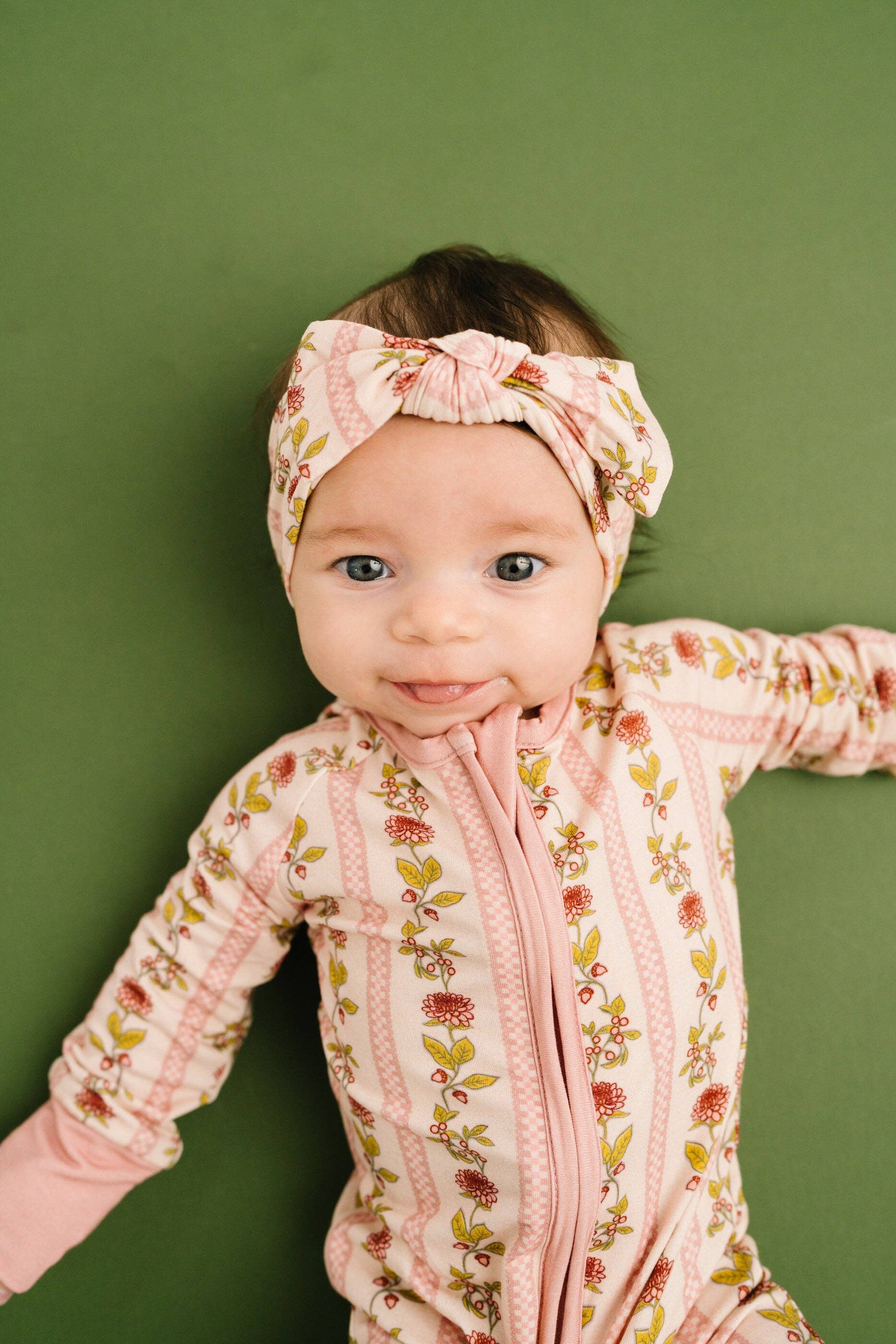 Baby Bamboo Sleeper: Vintage Floral Stripe