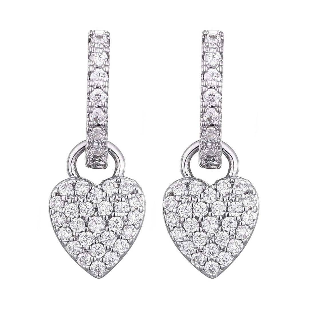 CZ Heart Huggie Earrings
