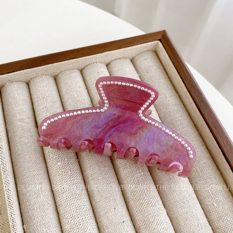 Pearl-Edged Marble Claw Clip