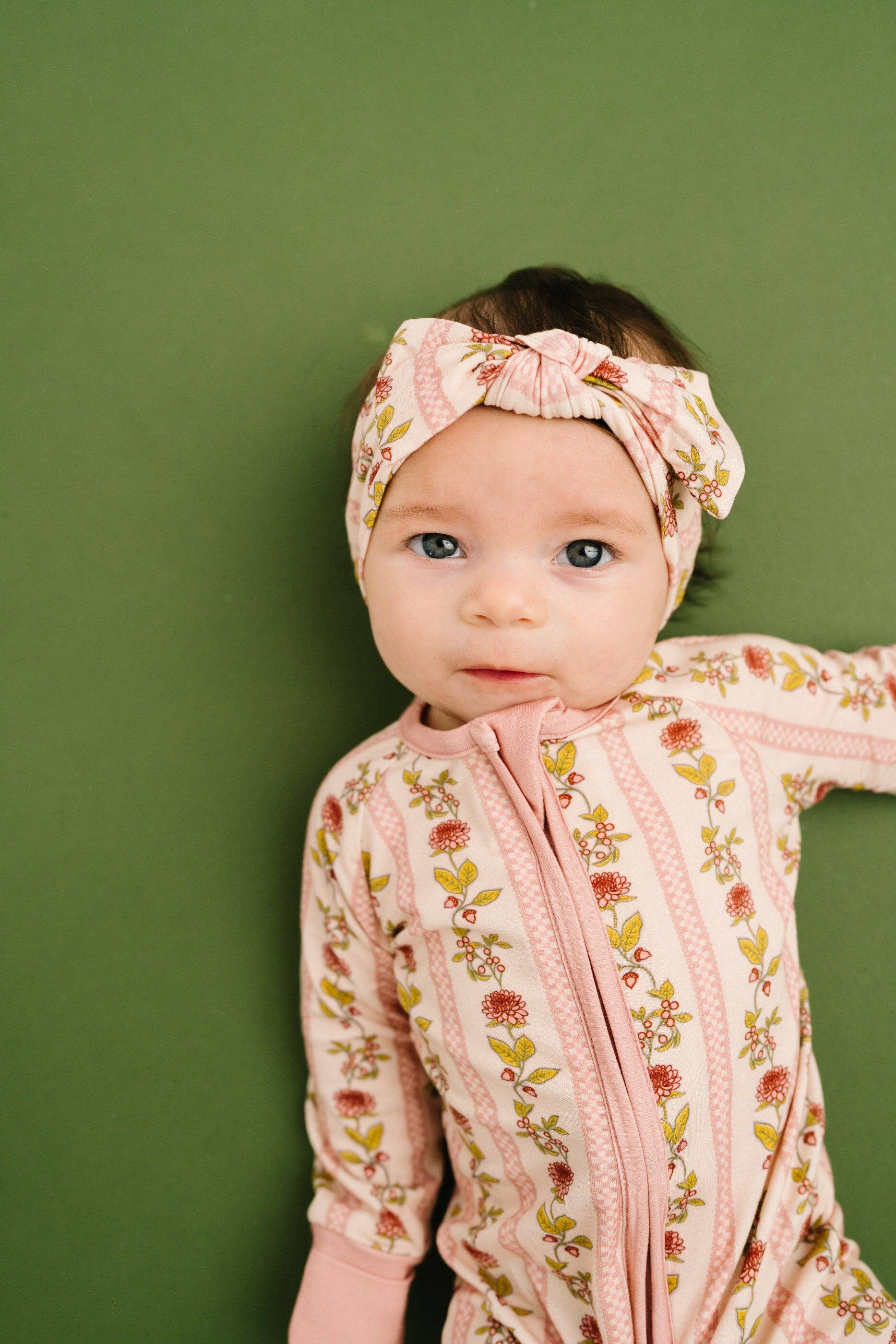 Baby Bamboo Sleeper: Vintage Floral Stripe