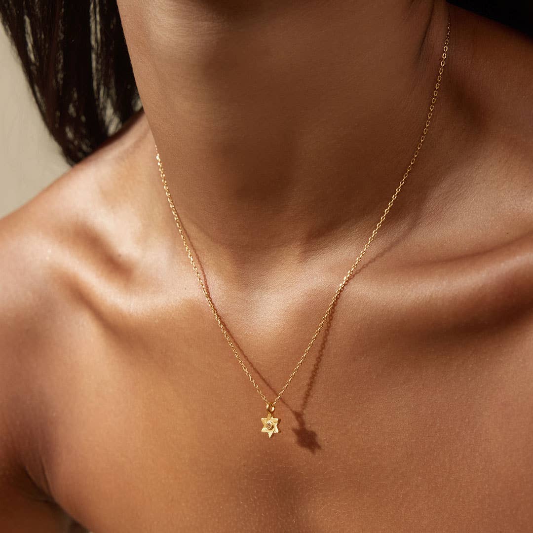 Guiding Faith White Topaz Star of David Necklace