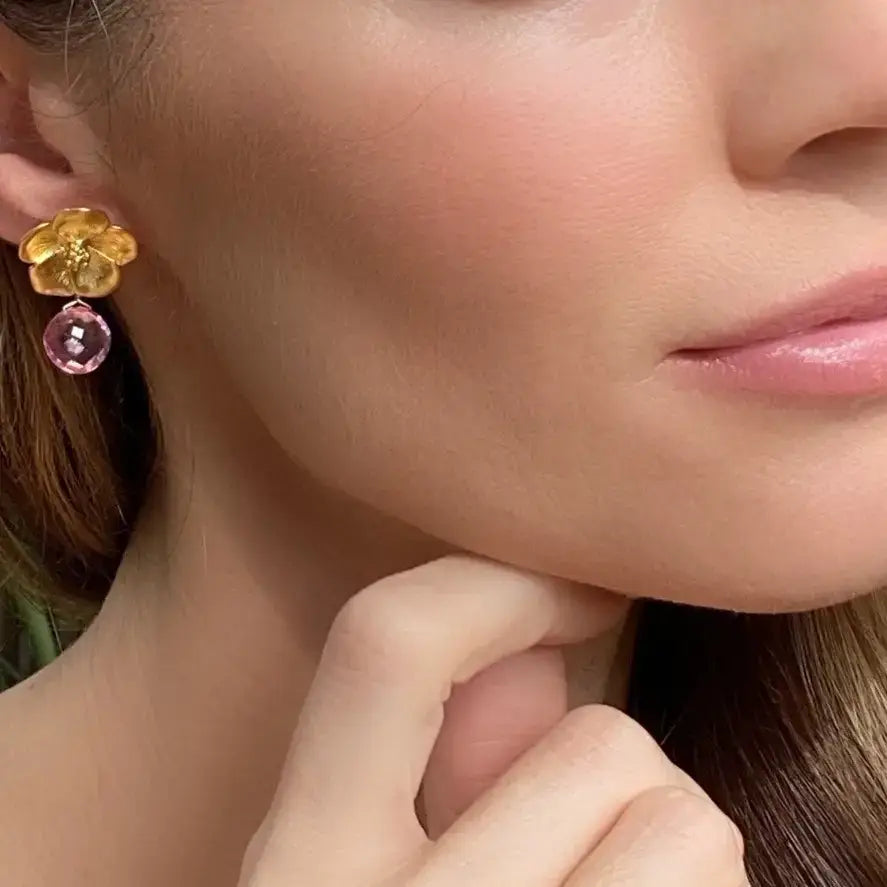 Green Amethyst Peony Earring