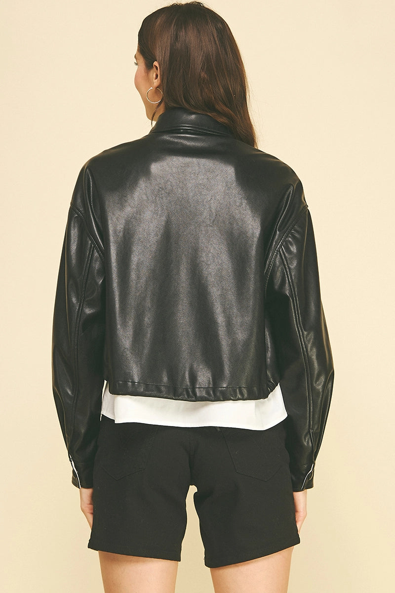 Faux Layer Leather Jacket