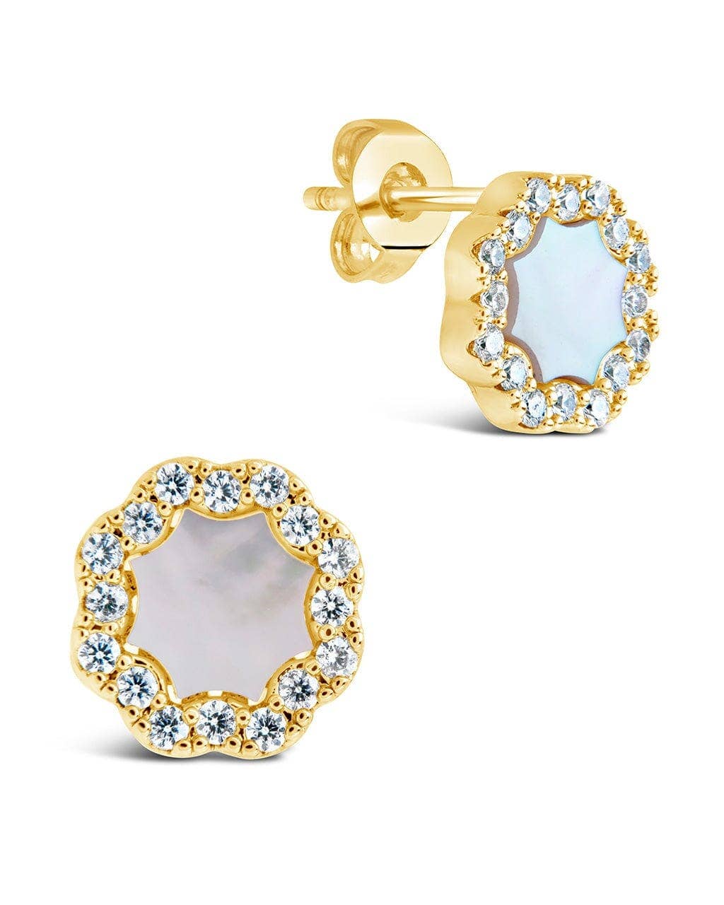 CZ Bezel Frame Stud Earrings