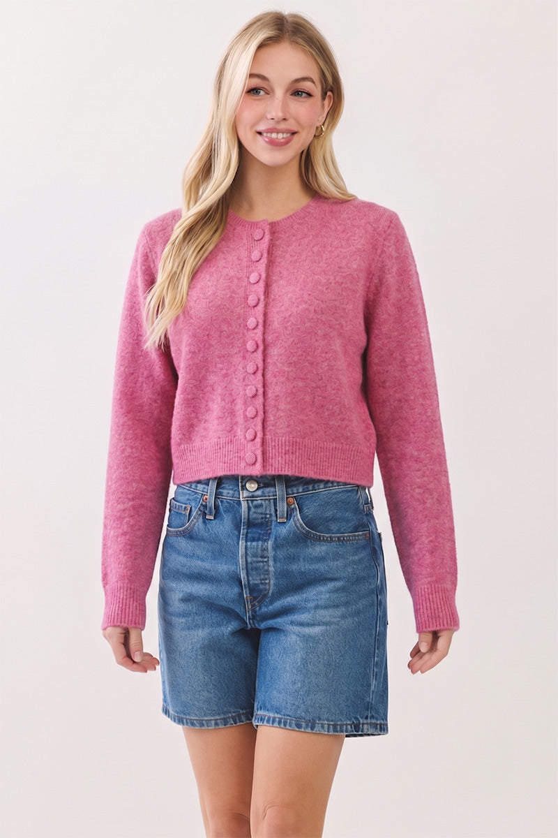 Pink Covered Button Cardi