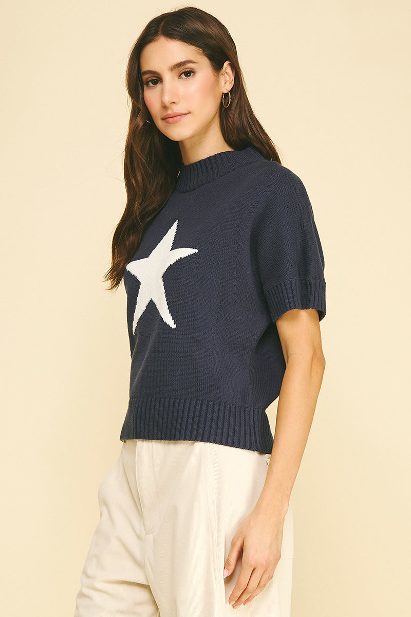 Navy Star Sweater