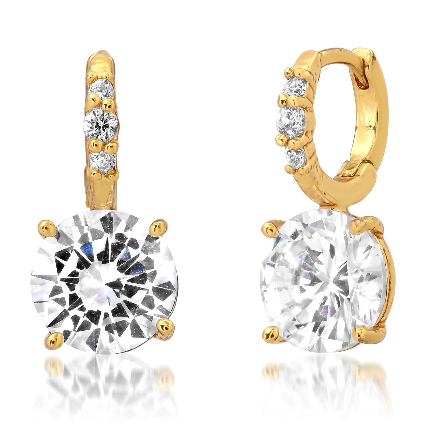 CZ Huggie with Solitaire Stone