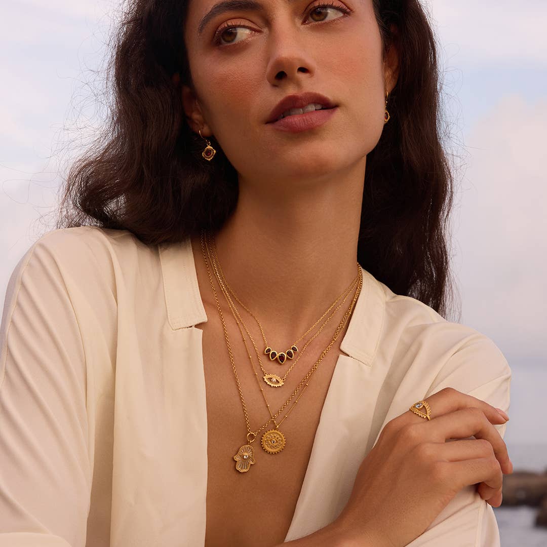 Ignite Strength Garnet Petal Necklace