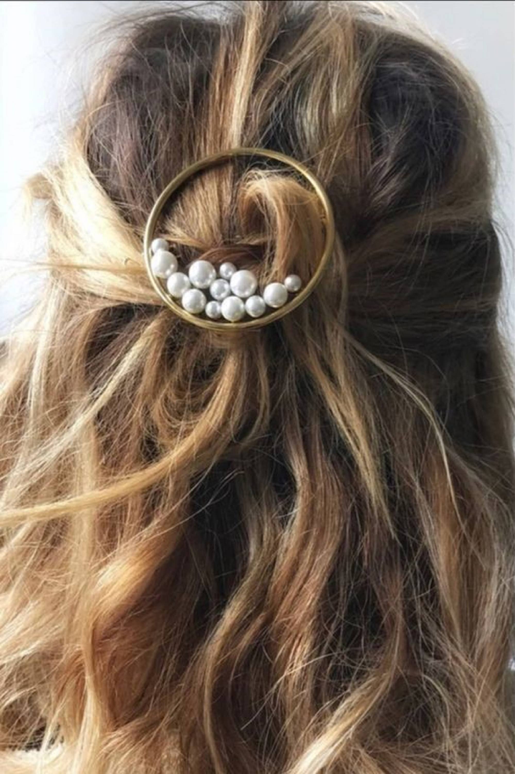 Gold Pearl Hair Barrette