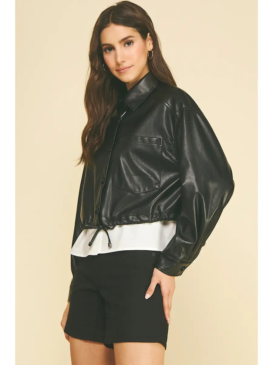 Faux Layer Leather Jacket