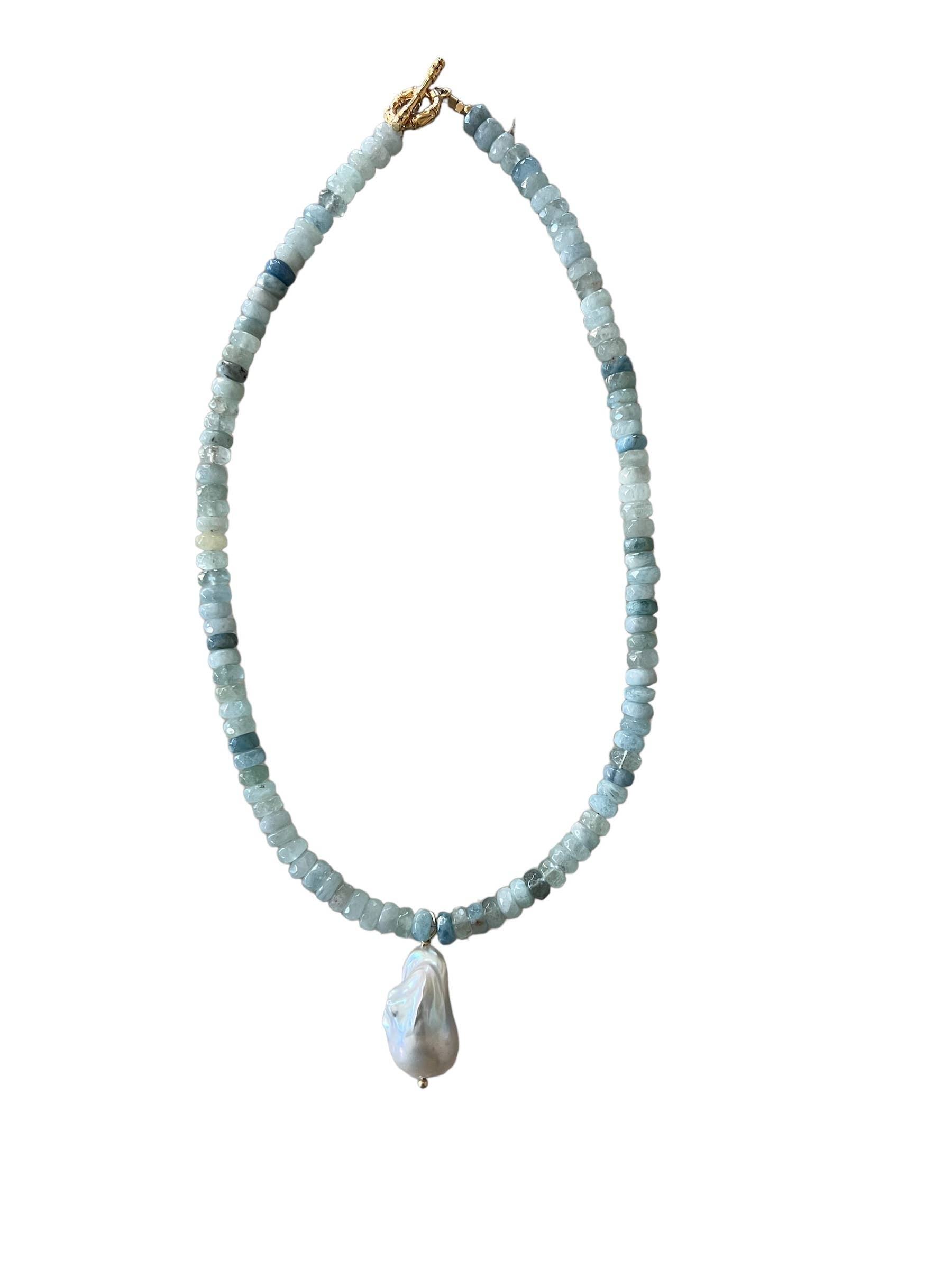 Giovanna Aquamarine Pearl Drop Necklace