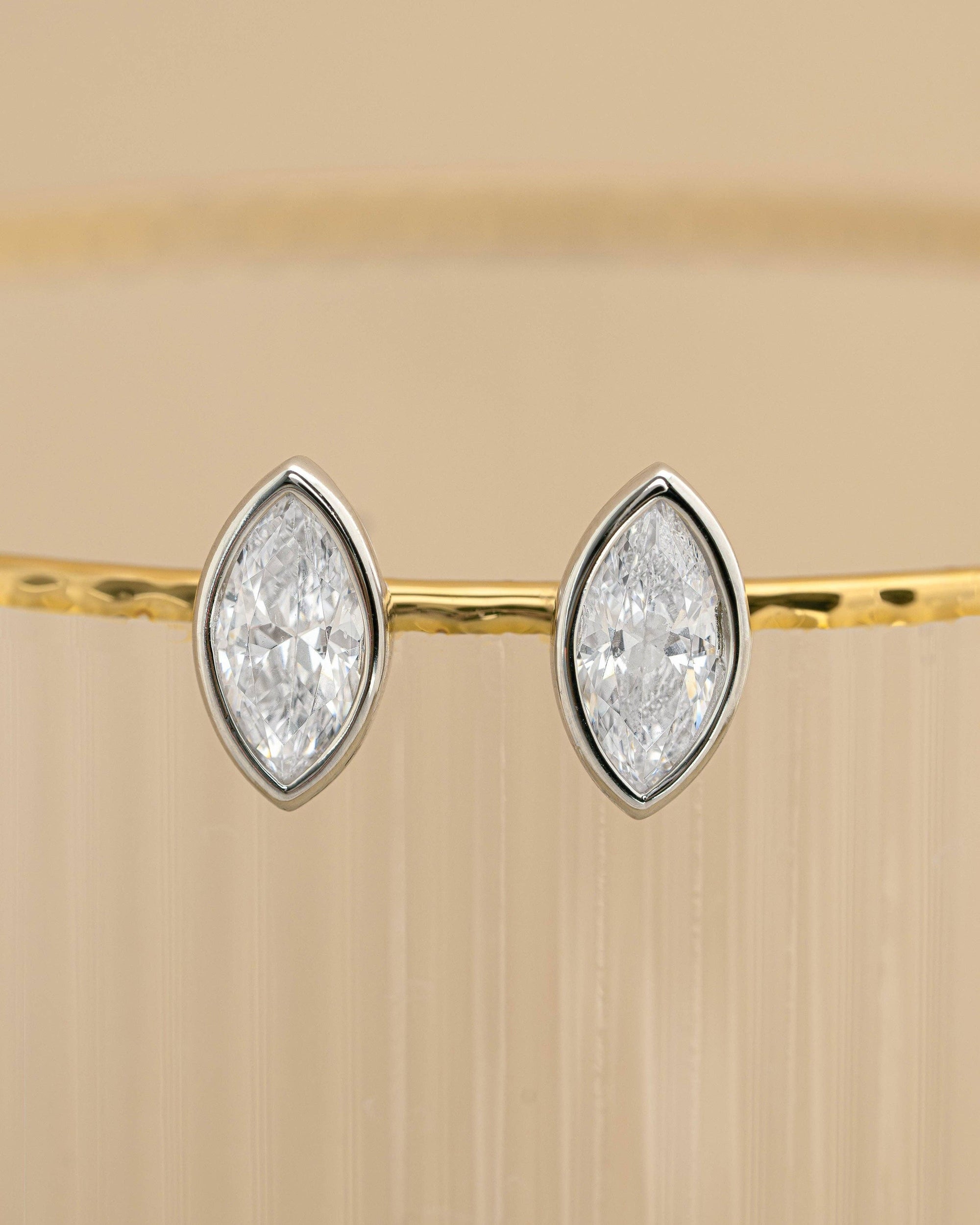 Marquise Bezel Stud Earrings