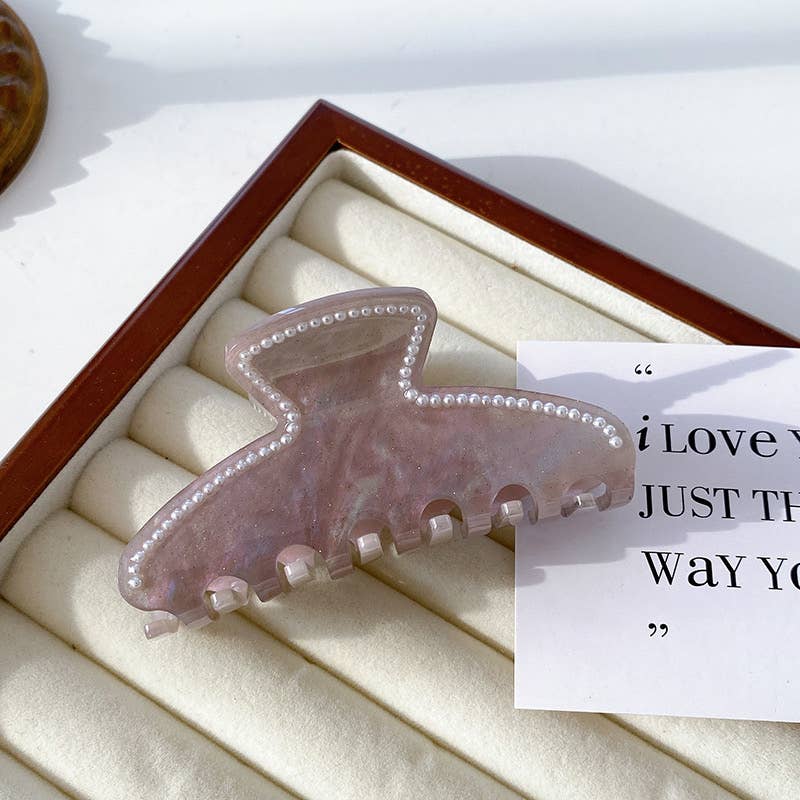 Pearl-Edged Marble Claw Clip