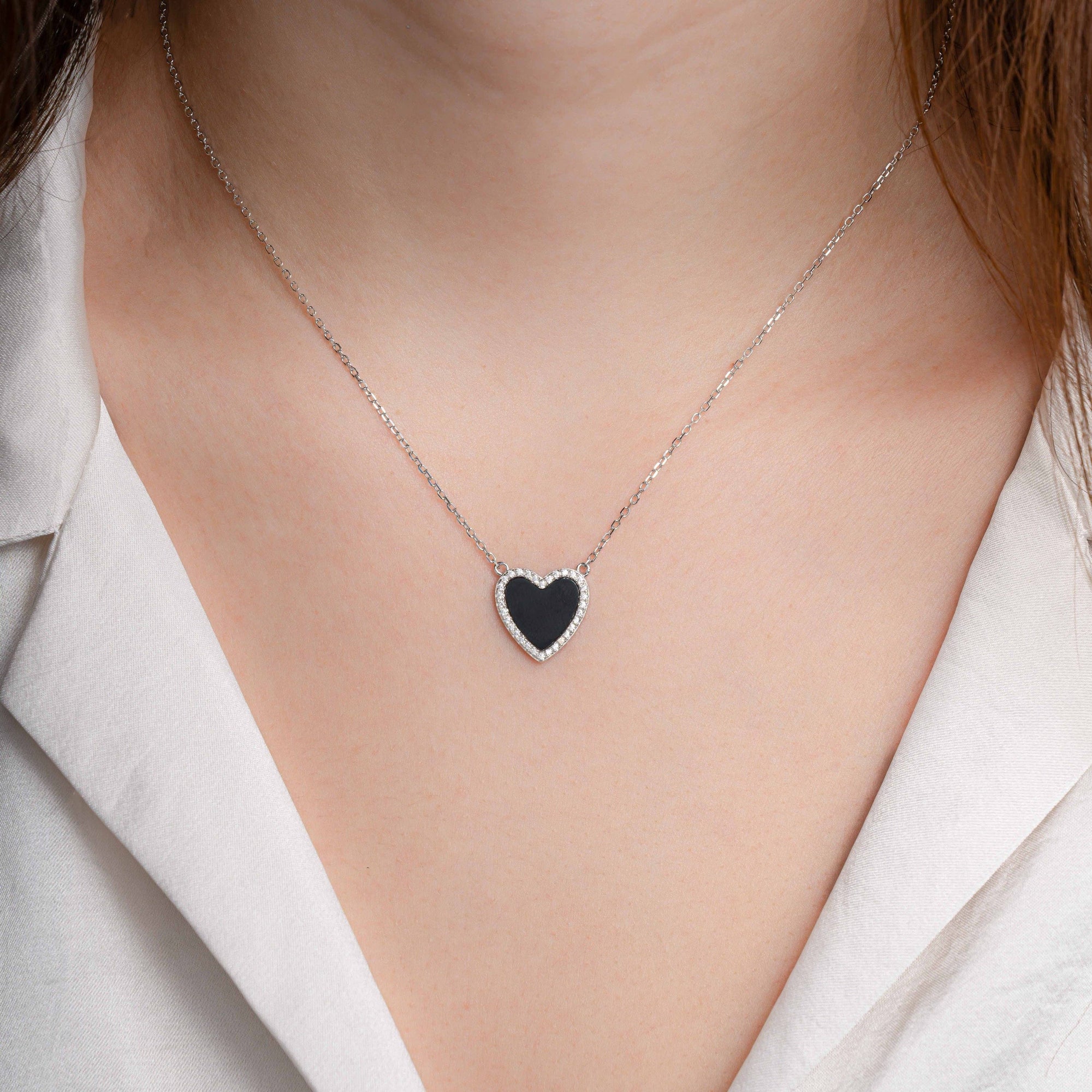 Black Onyx Heart Necklace