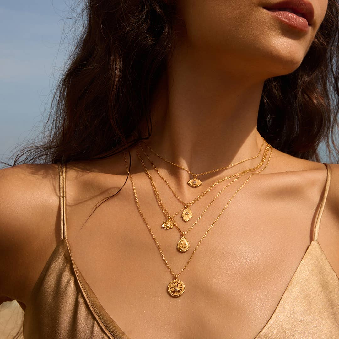 Protective White Topaz Hamsa Necklace