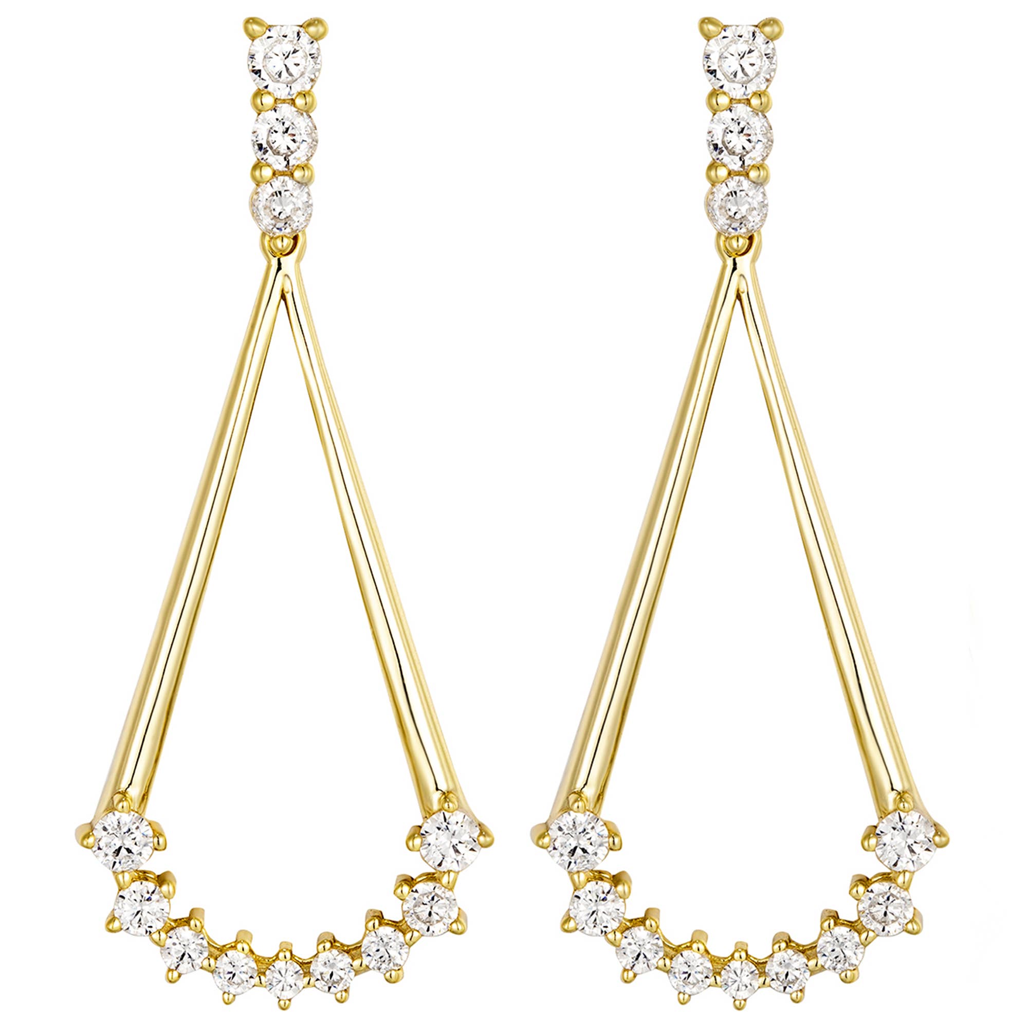 Gold CZ Post Earrings