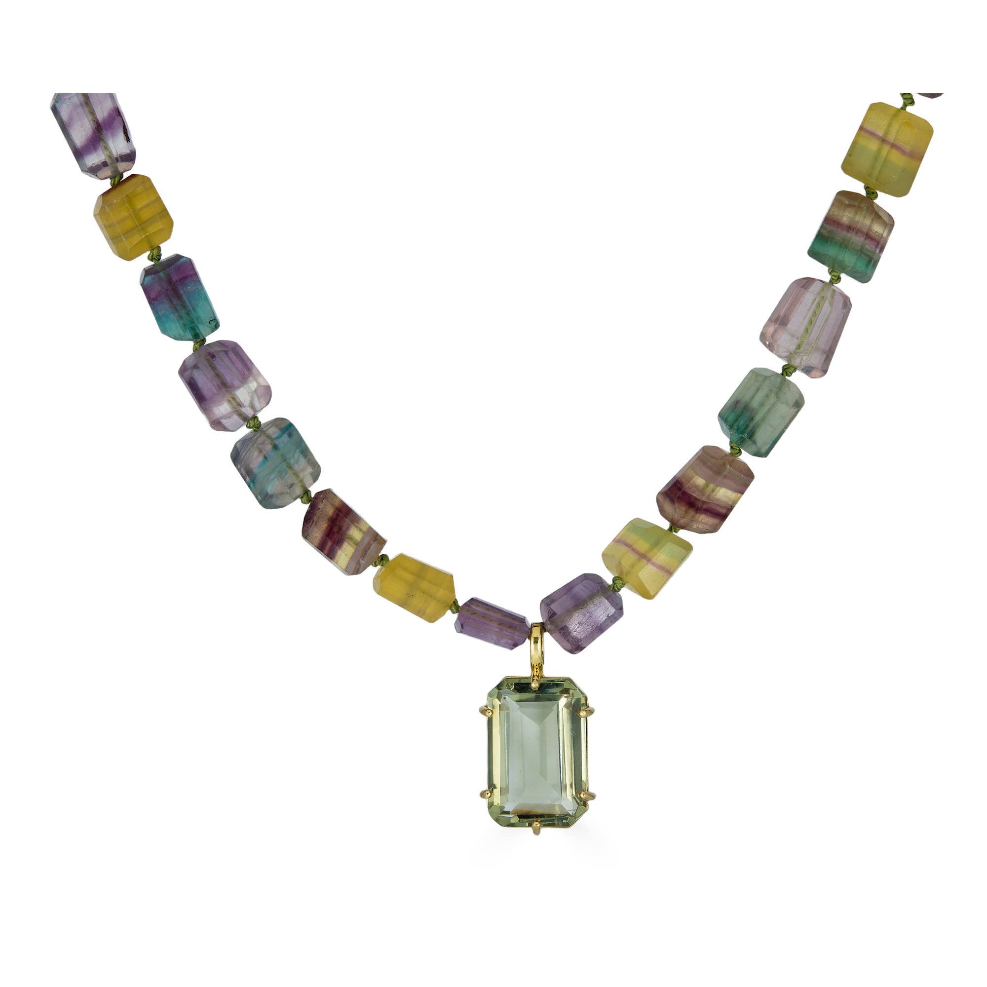 Flourite and Quartz Pendant Necklace