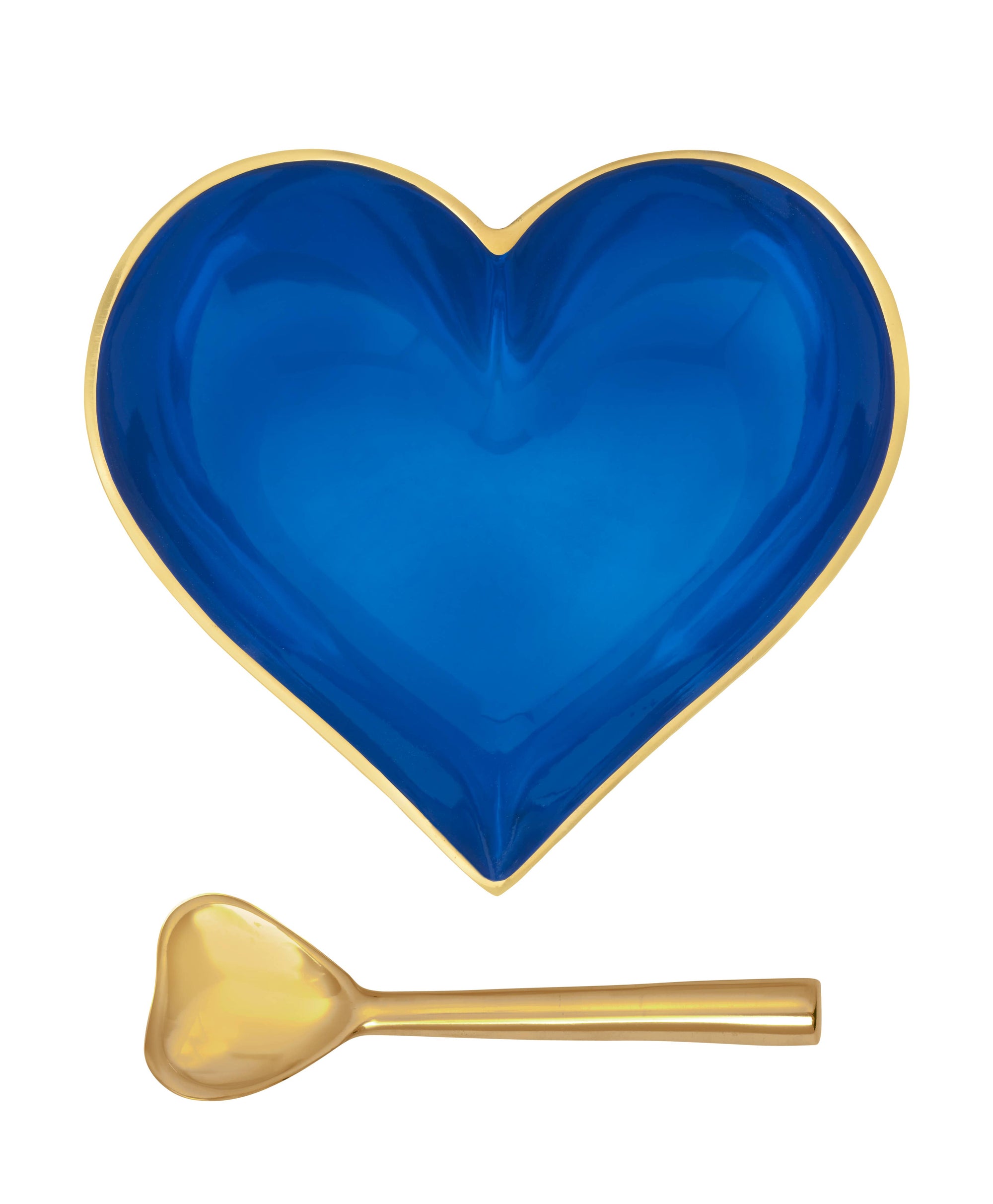Happy Heart Dish with Spoon - Gold & Sapphire