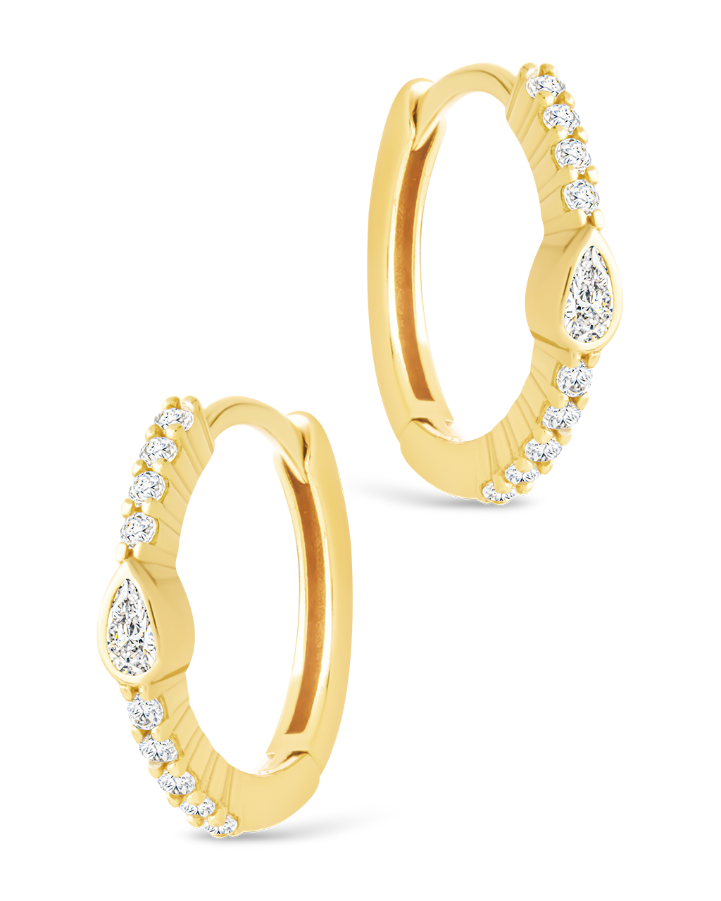 Pear Cut Bezel Set Huggies