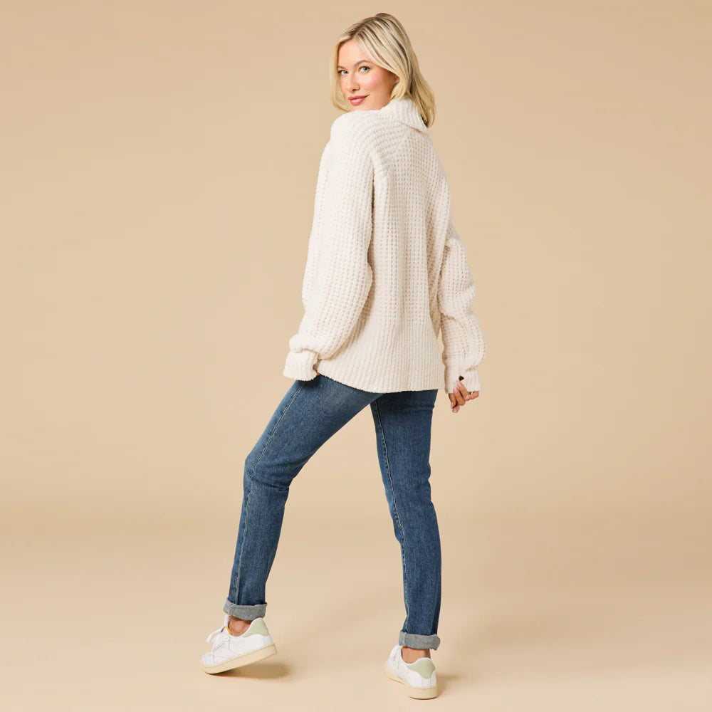 Waffle Marshmallow Cocoon Cardigan