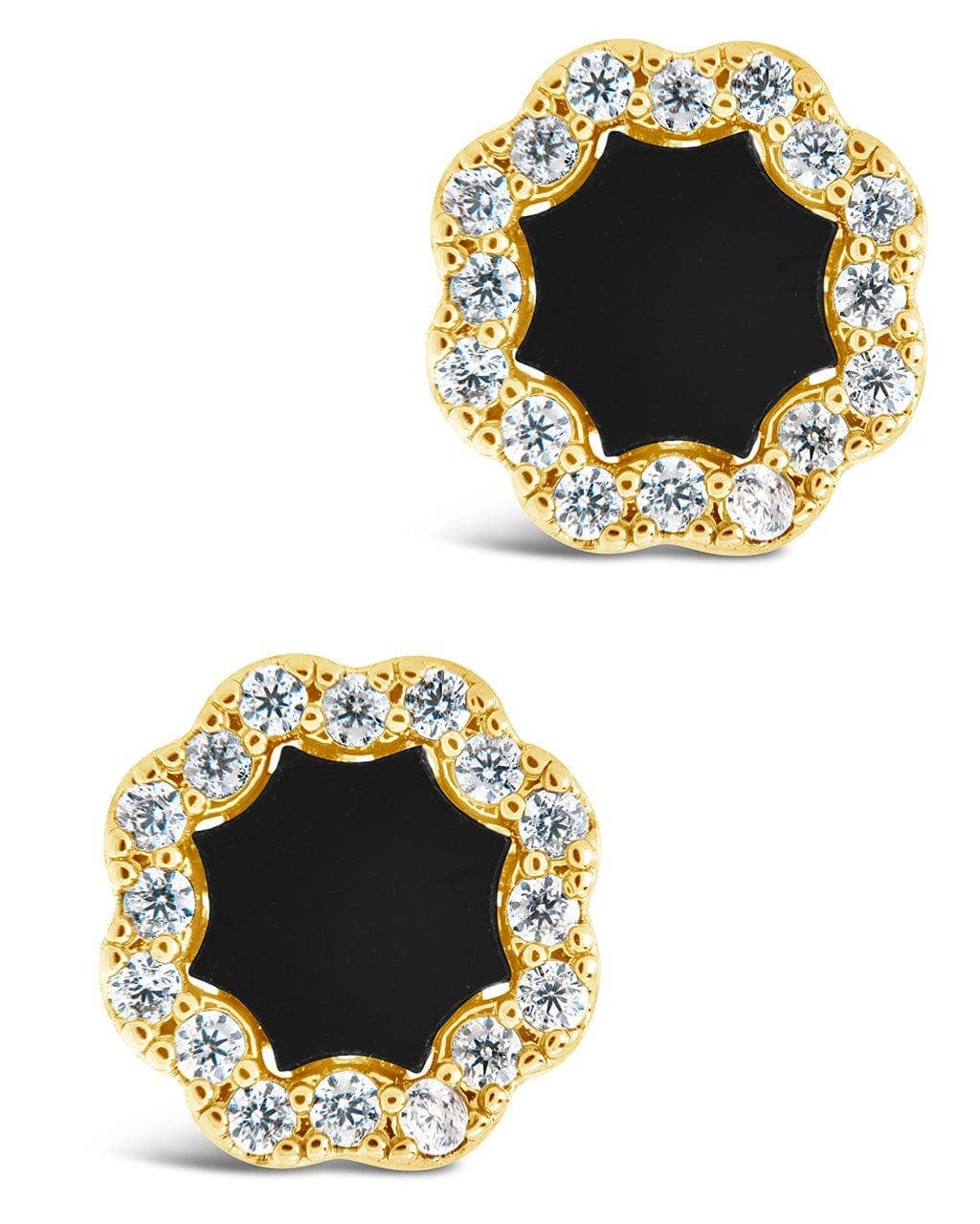 CZ Bezel Frame Stud Earrings