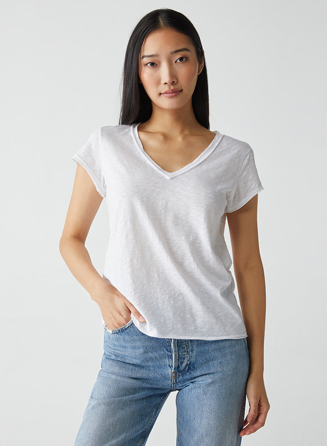 Raw Edge V Neck Tee