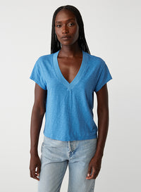 HARLAN CROPPED V-NECK TEE