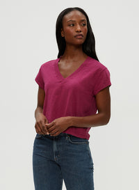 HARLAN CROPPED V-NECK TEE