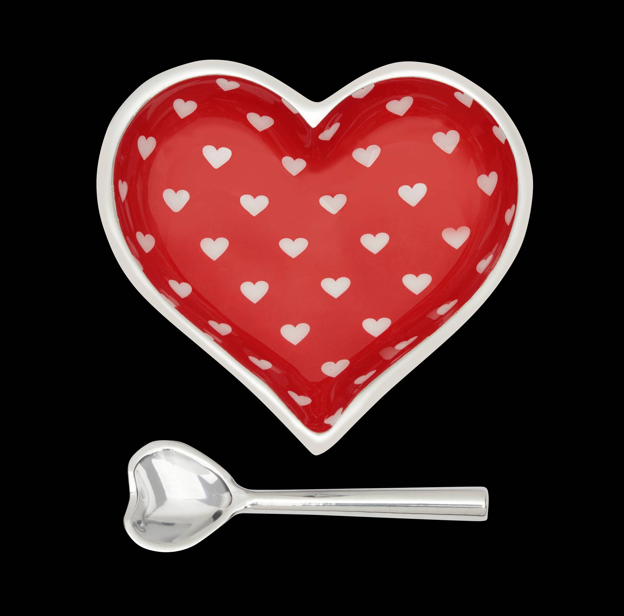Red Heart Dish with Heart Spoon