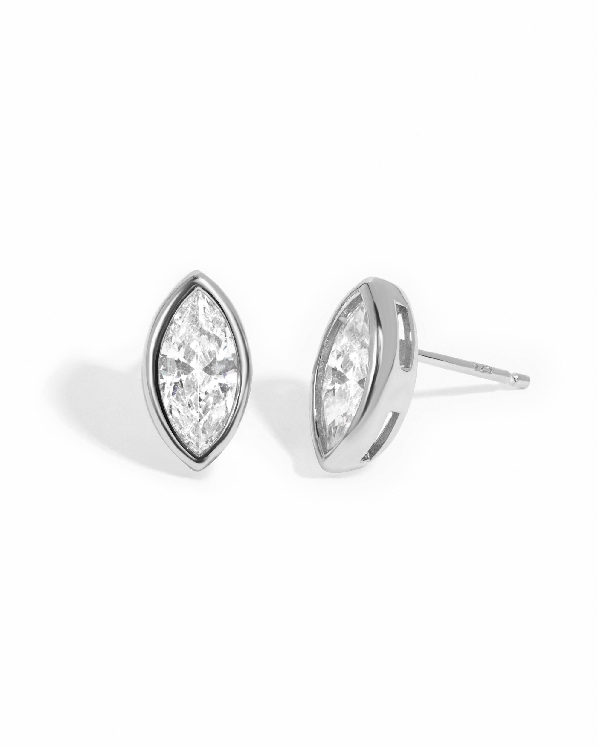 Marquise Bezel Stud Earrings