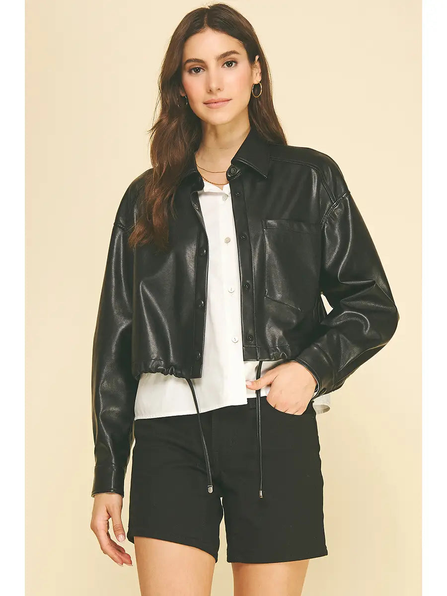 Faux Layer Leather Jacket