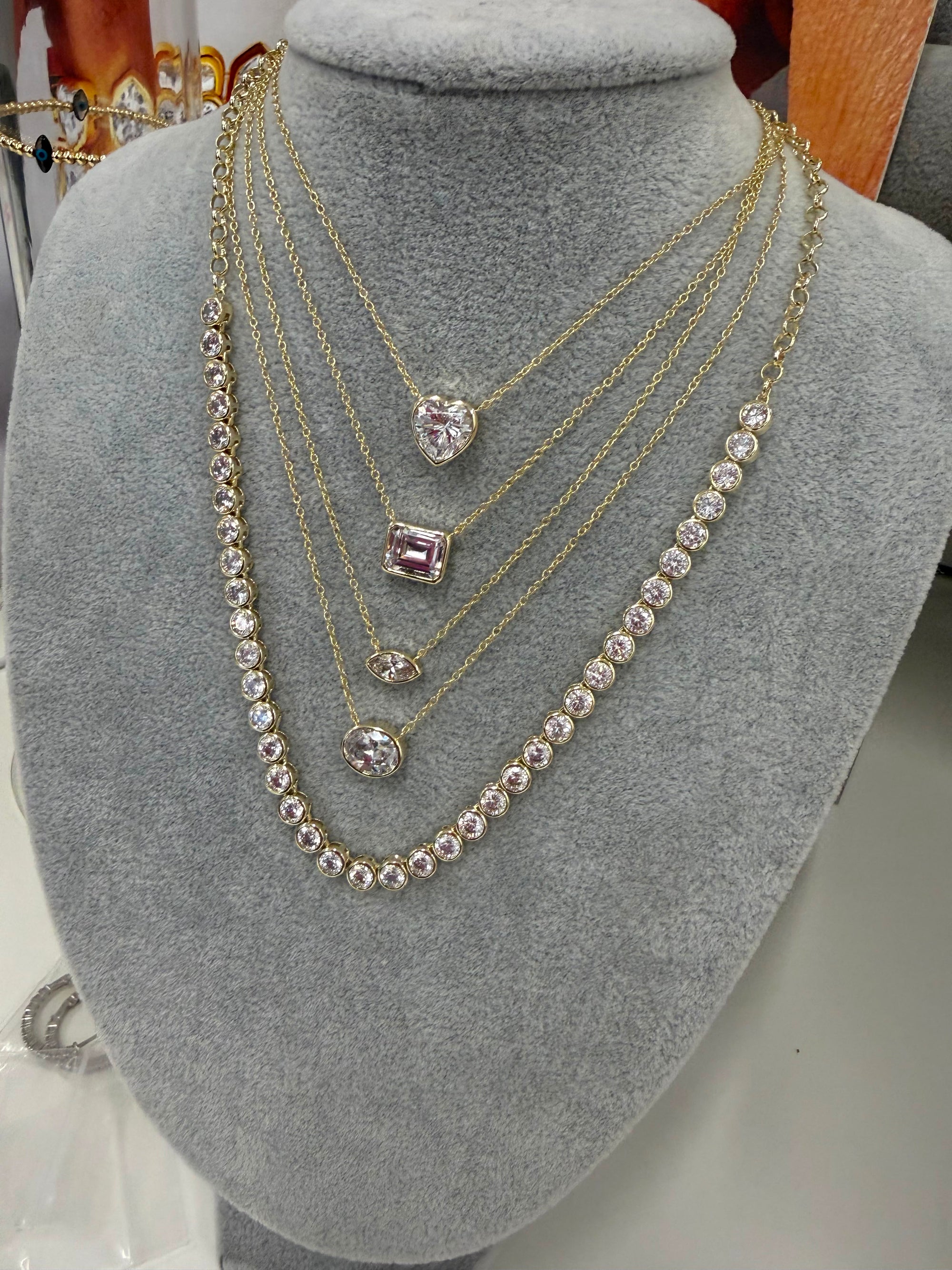 Half Bezel Tennis Necklace