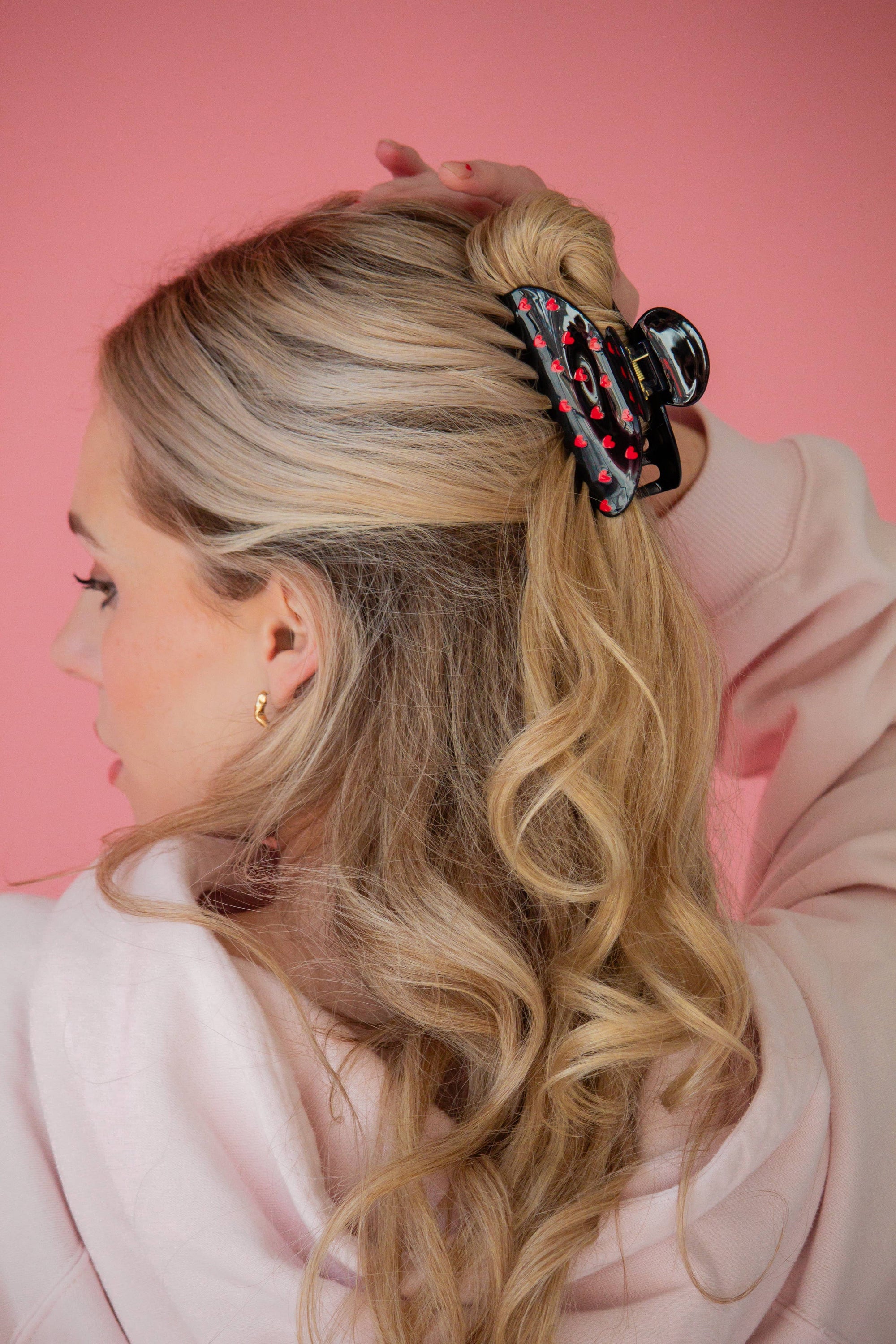 Red & Black Heart Claw Clip