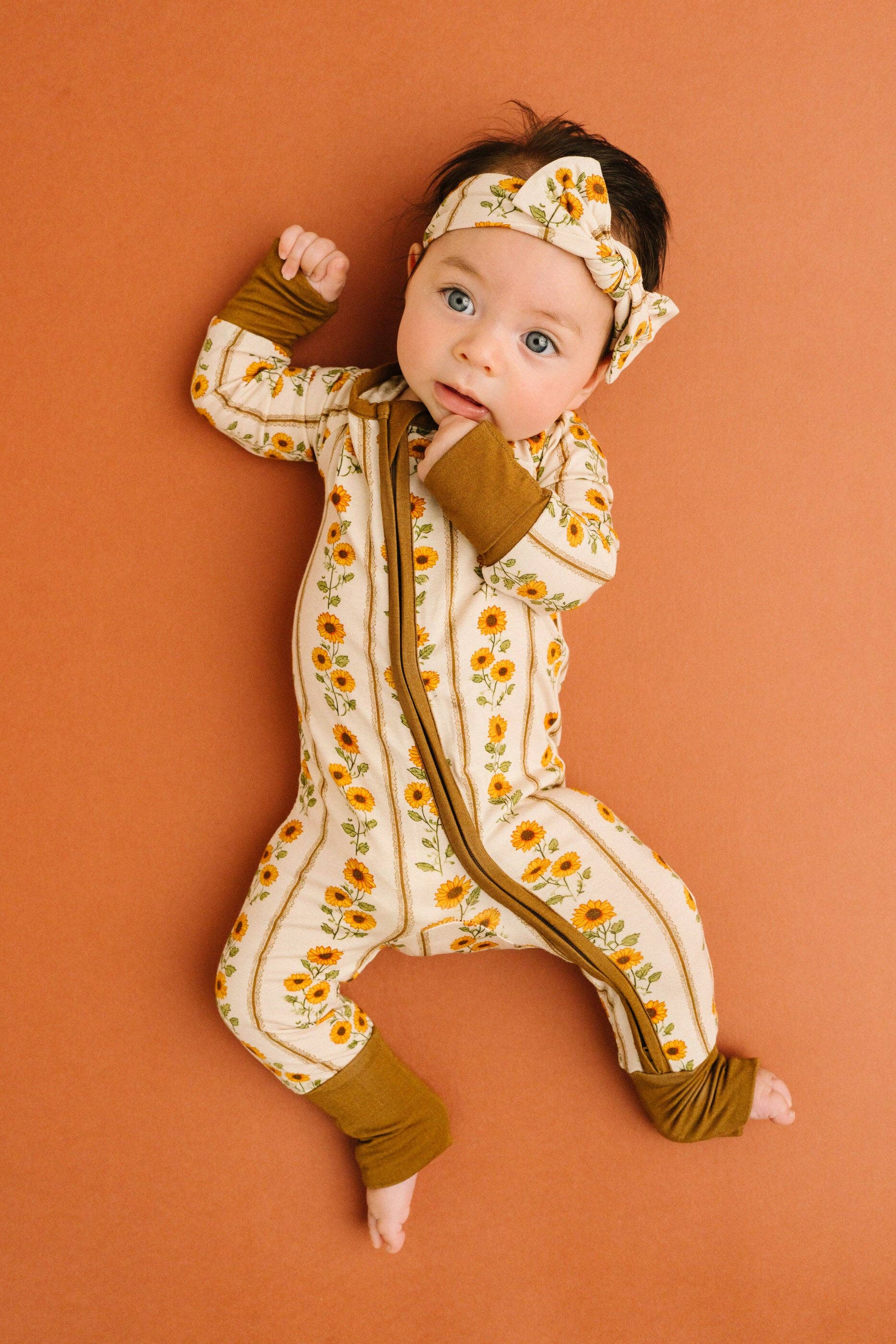 Baby Bamboo Sleeper: Sunflower Stripe