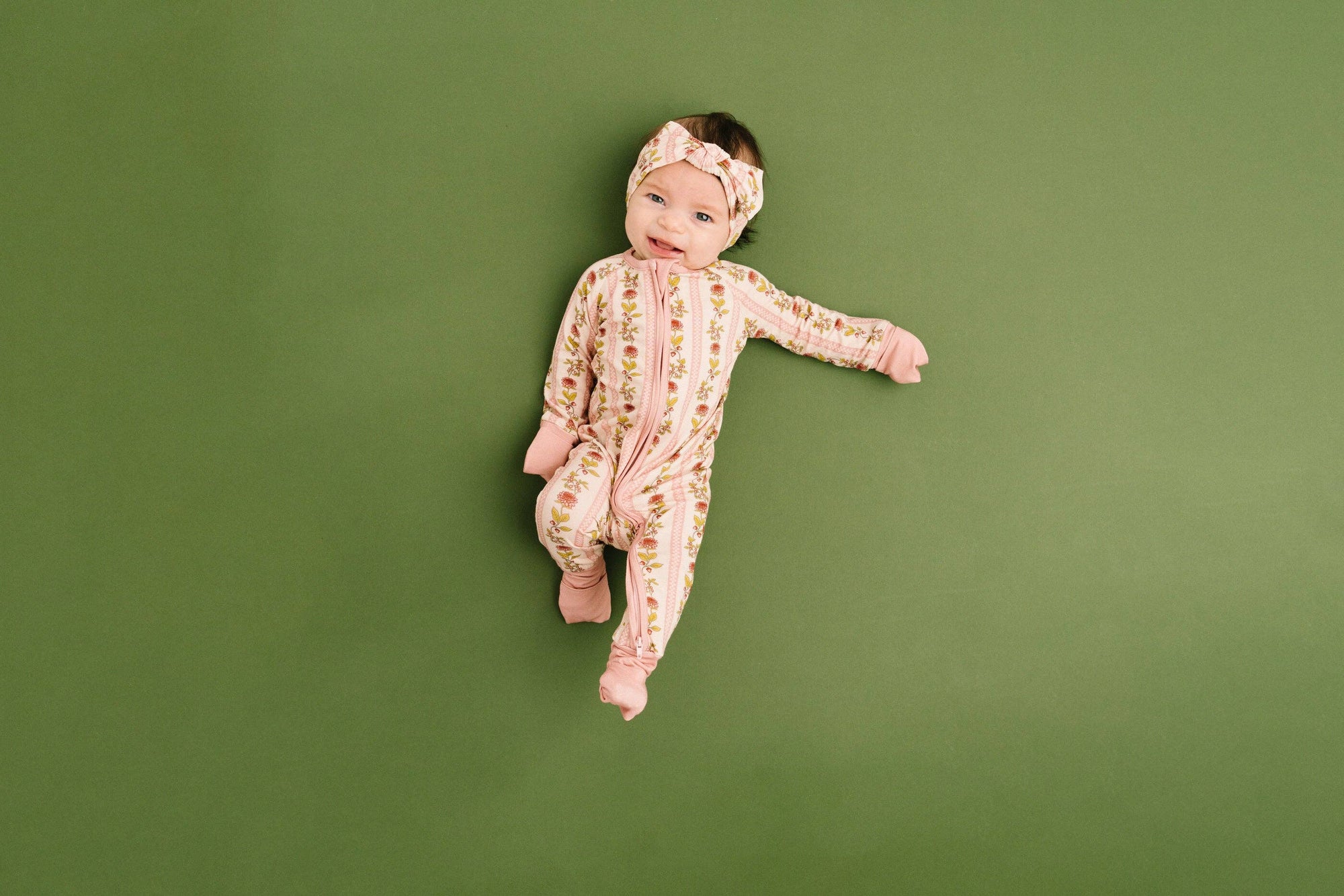 Baby Bamboo Sleeper: Vintage Floral Stripe