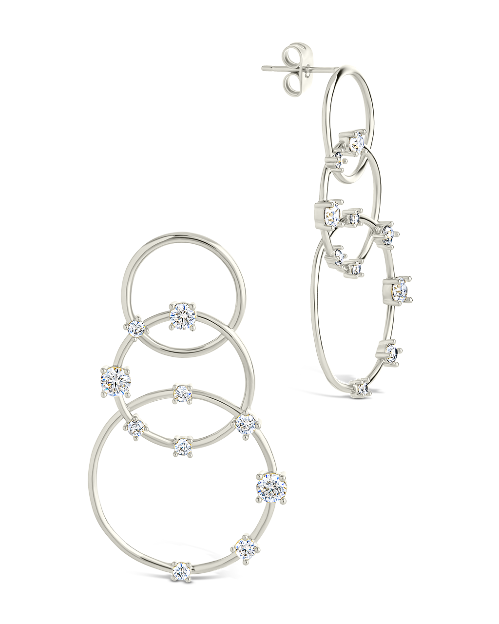 Triple CZ Drop Earrings