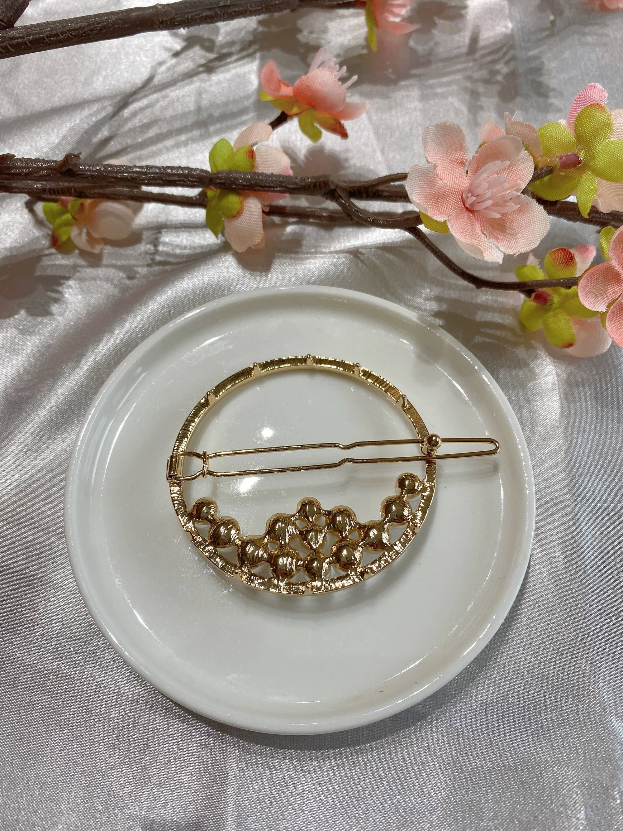 Gold Pearl Hair Barrette