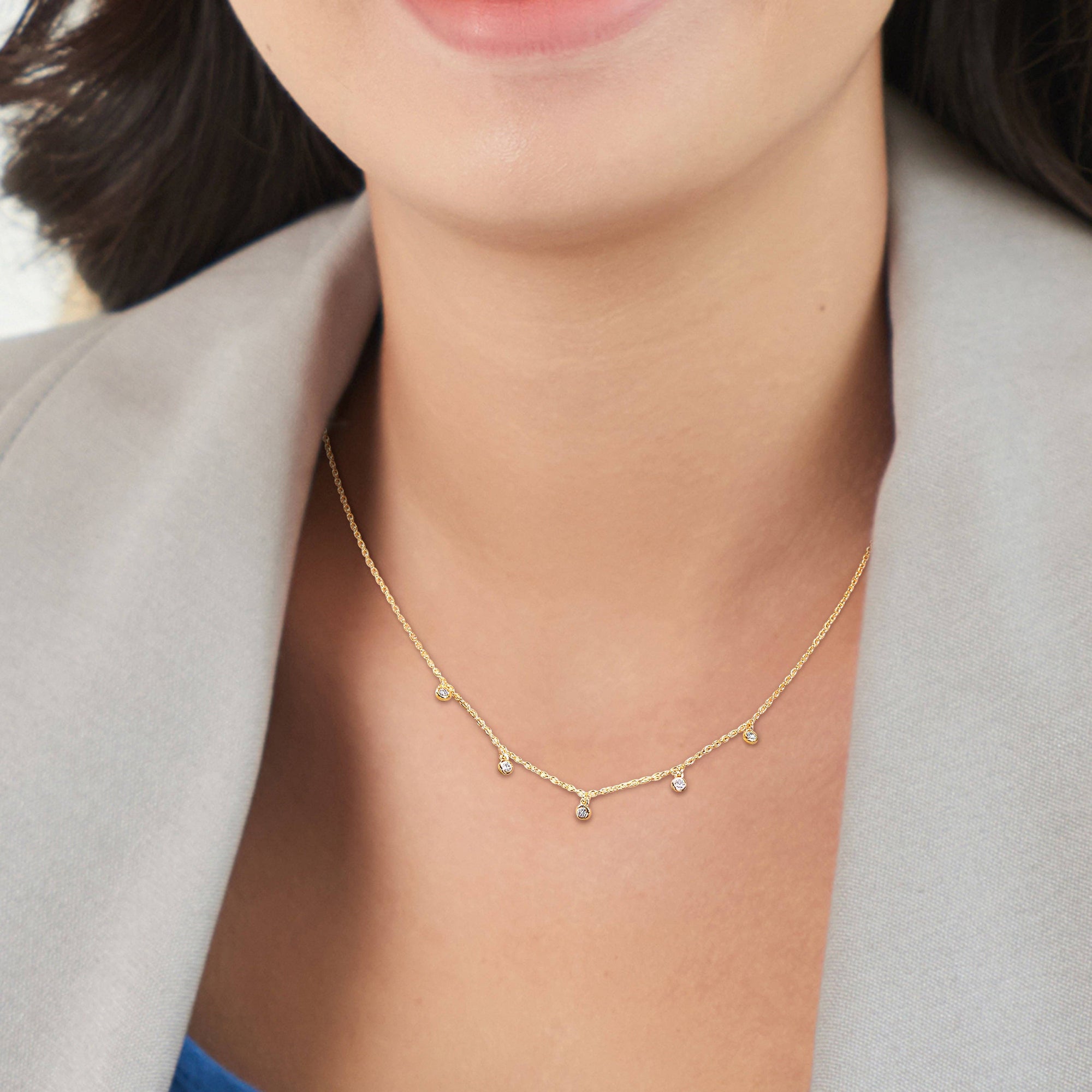 Diamond Bezel Station Necklace