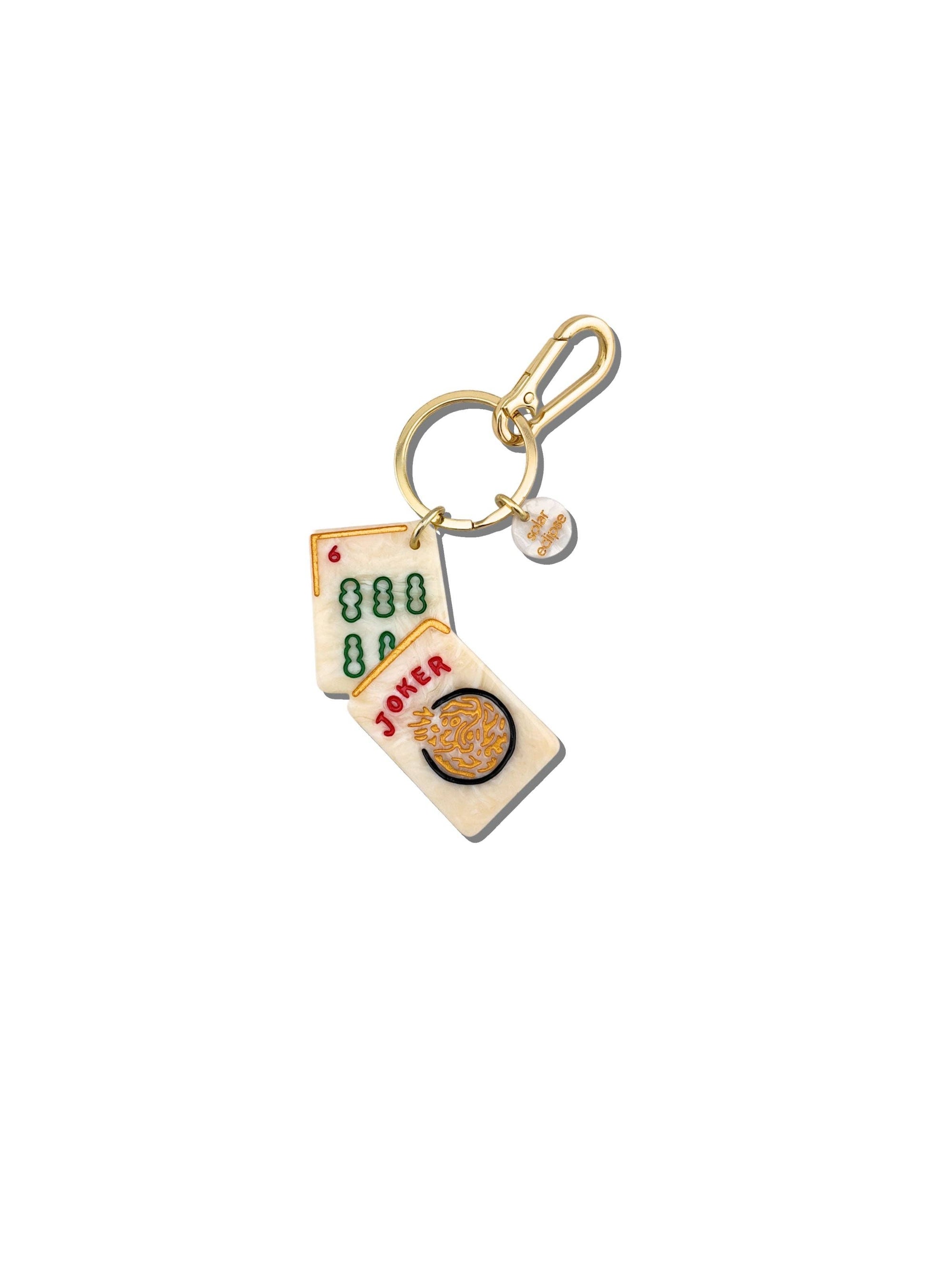 Hand-painted Mahjong Bag Charm + Keychain