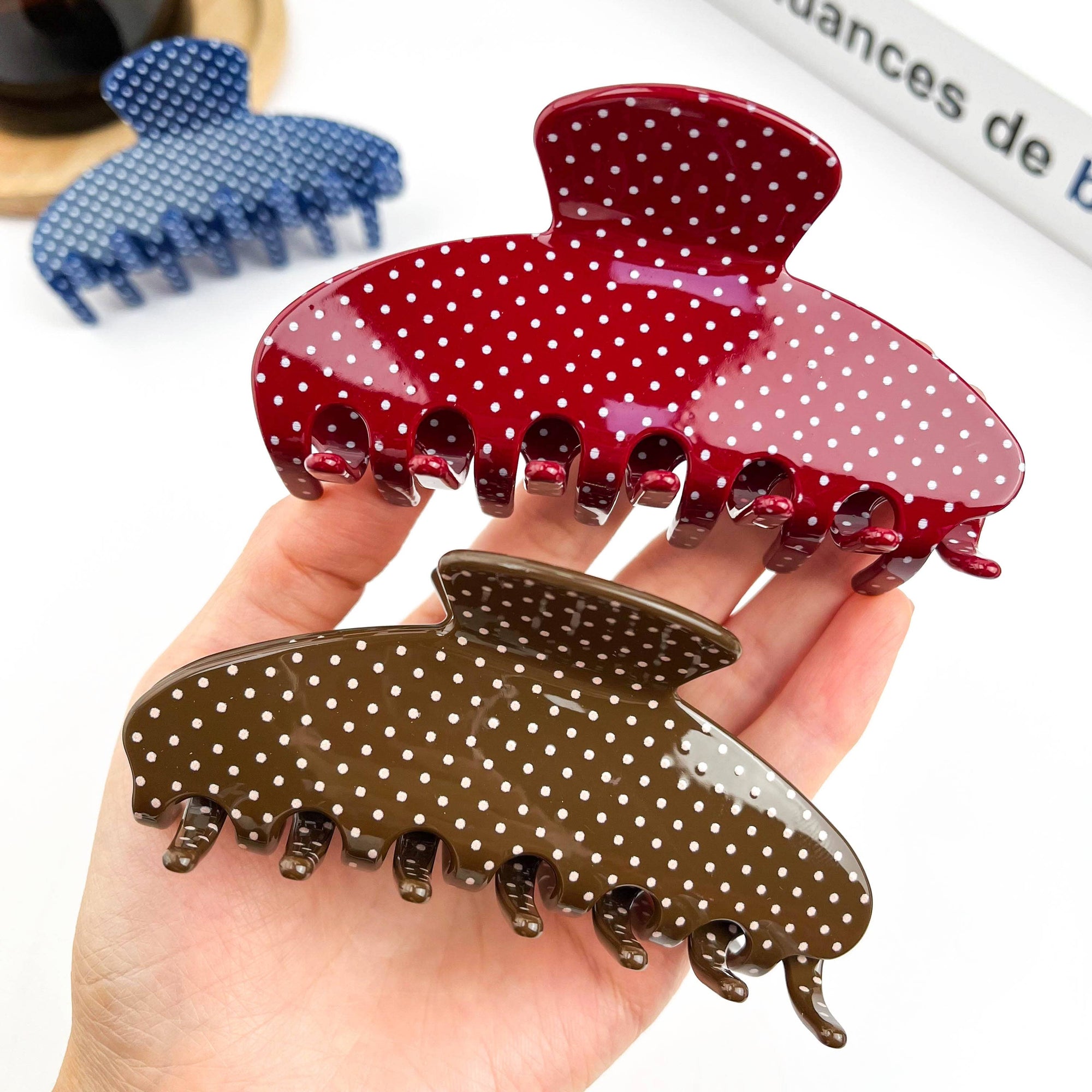Polka Dot Hair Claw Clip
